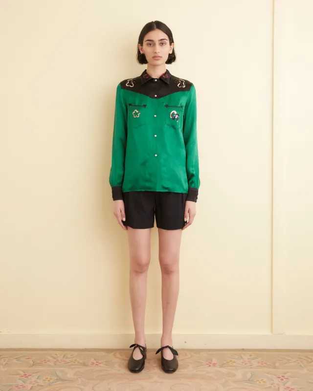 Sequin Rodeo Shirt - Dark Green sold by BODE