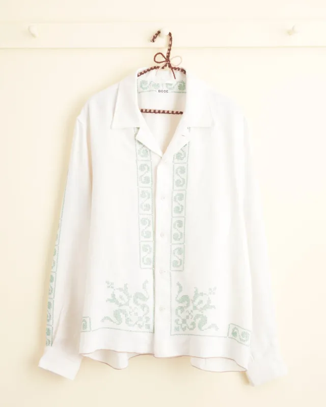 Greenery Block Long Sleeve Shirt - L sold by BODE