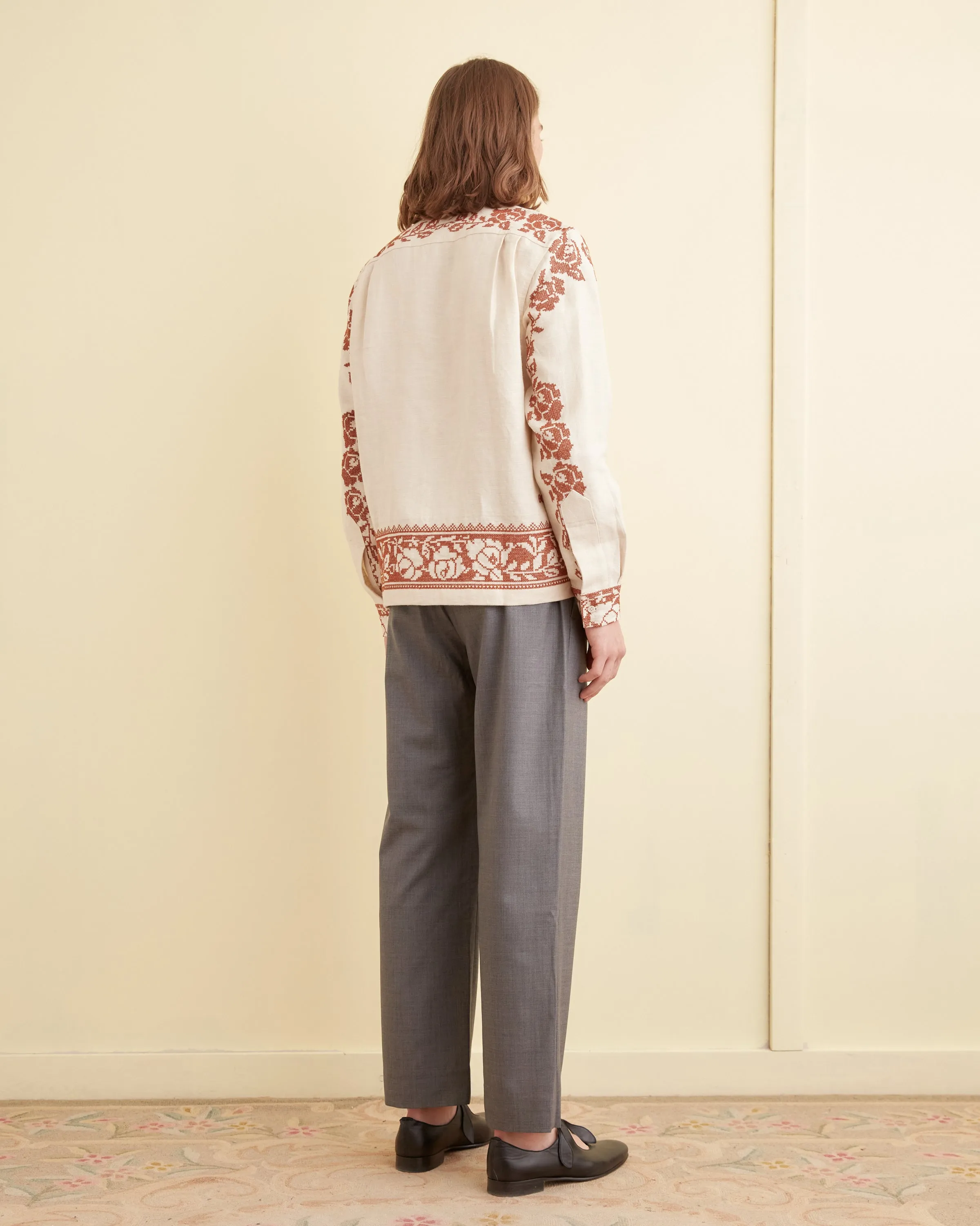 Cross-Stitched Rose Garland Long Sleeve Shirt sold by BODE product image thumbnail 3