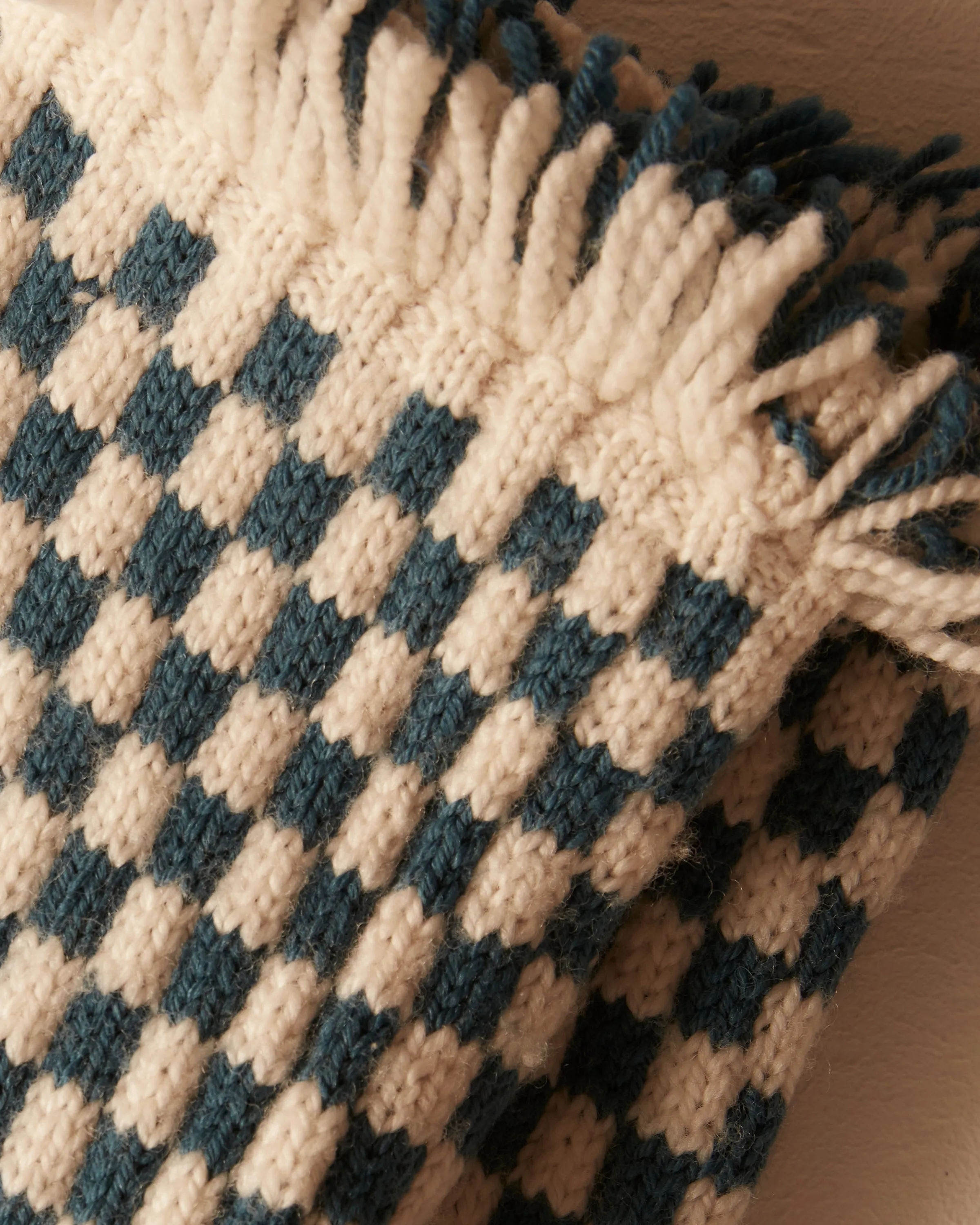 Fringe Check Mittens - Blue sold by BODE product image thumbnail 2