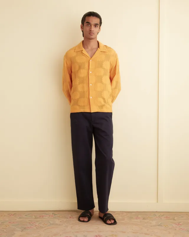 Sunflower Lace Long Sleeve Shirt - Golden sold by BODE
