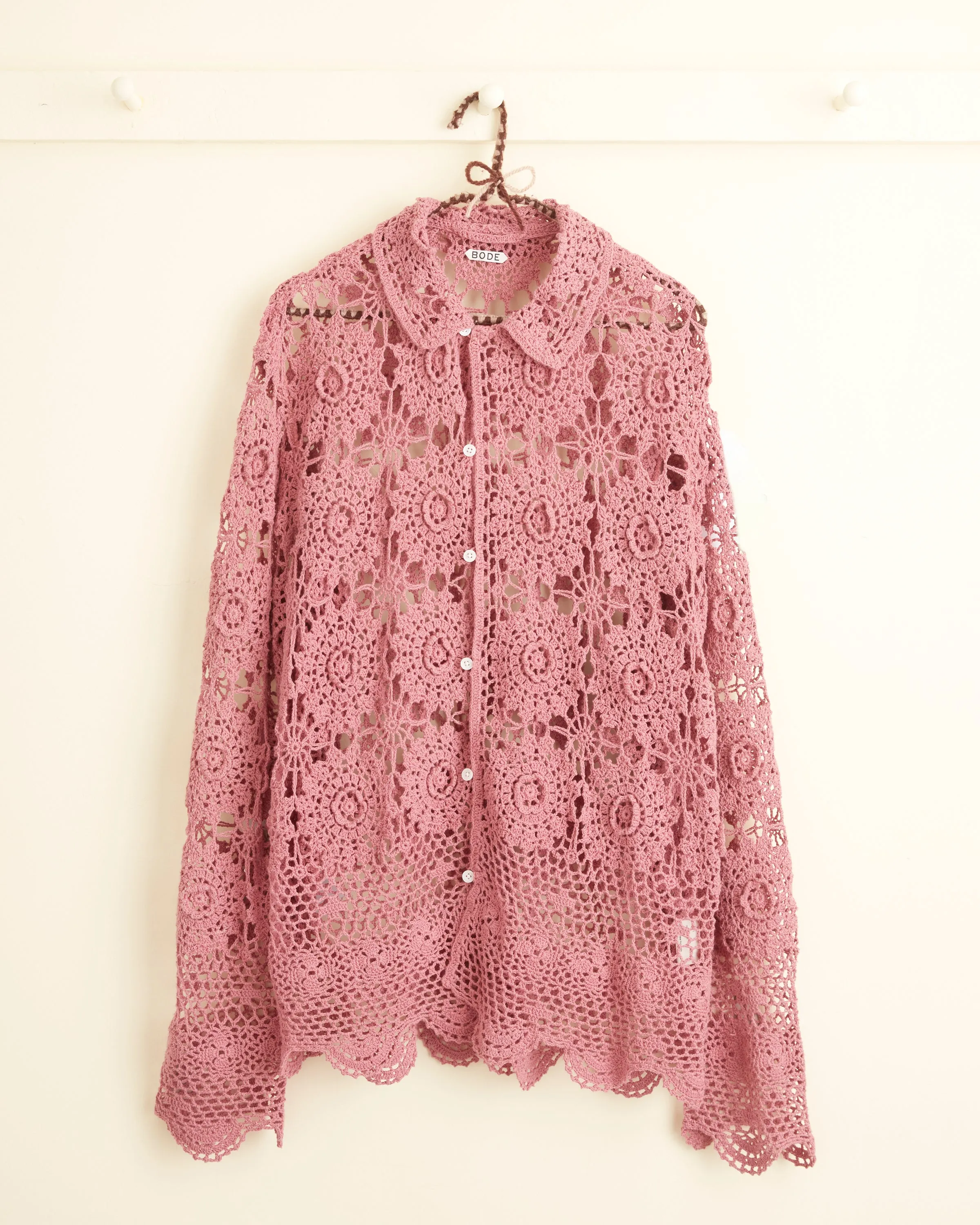 Dahlia Doily Long Sleeve Shirt - L sold by BODE