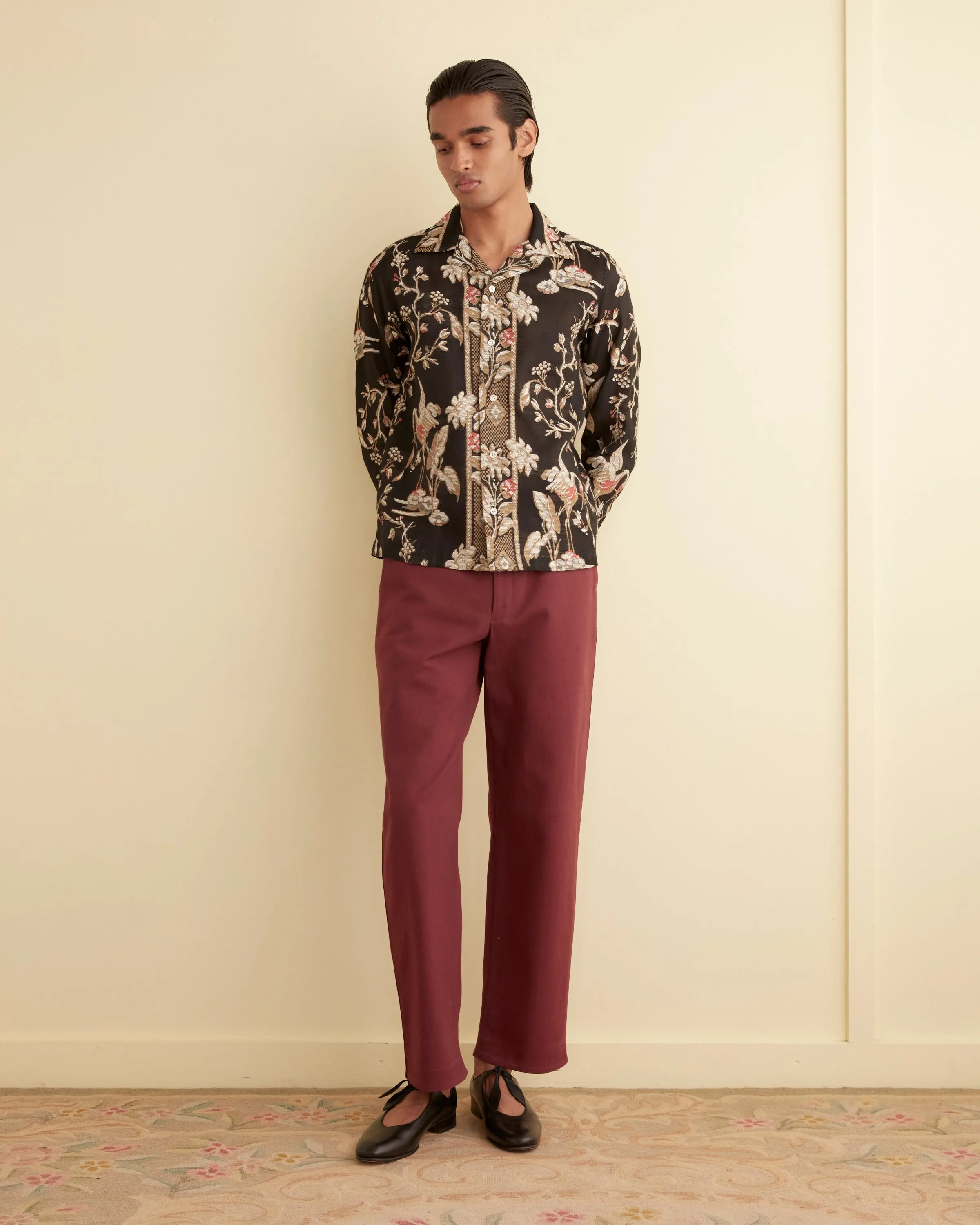 Sheer Cranes Long Sleeve Shirt sold by BODE