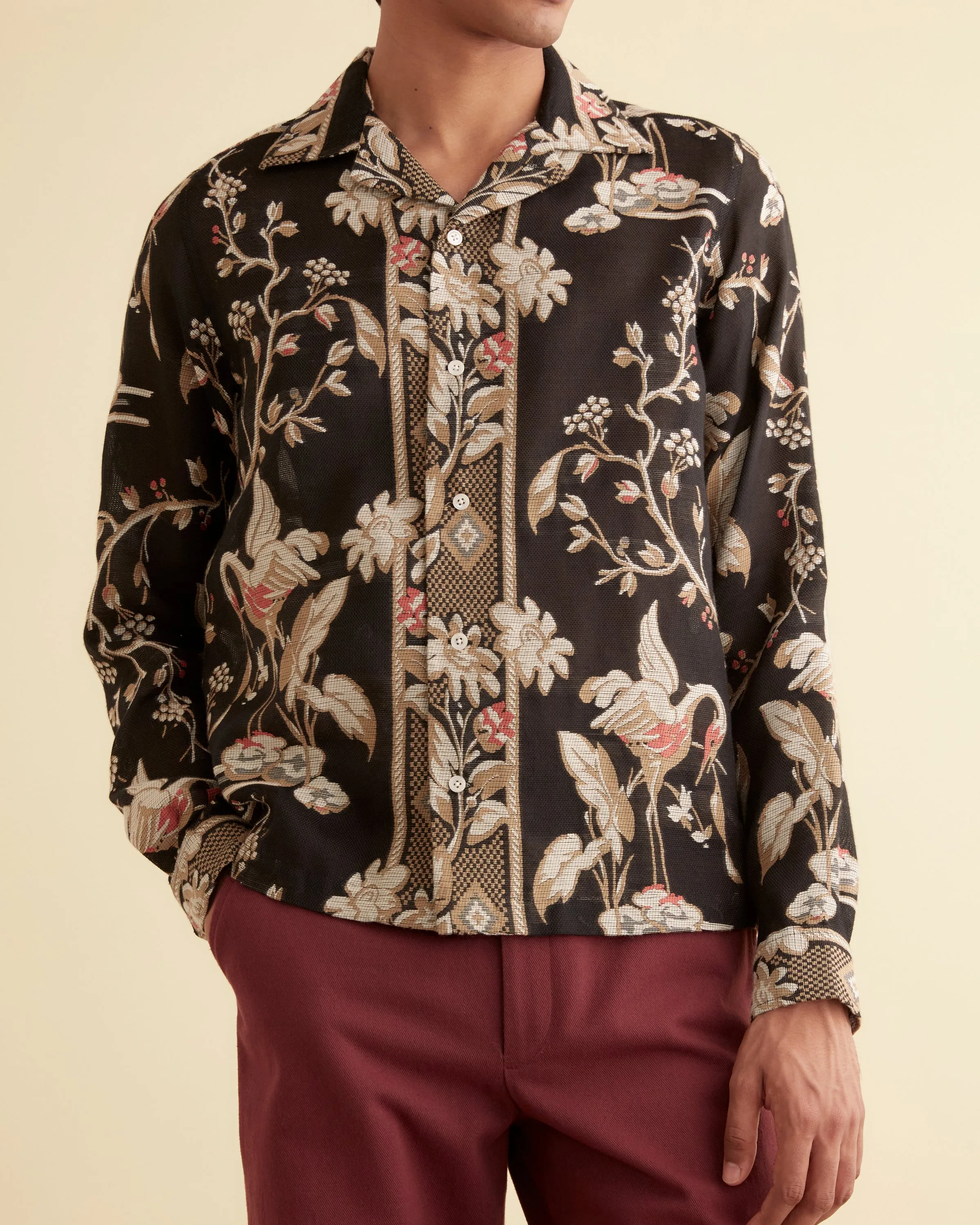Sheer Cranes Long Sleeve Shirt sold by BODE product image thumbnail 2