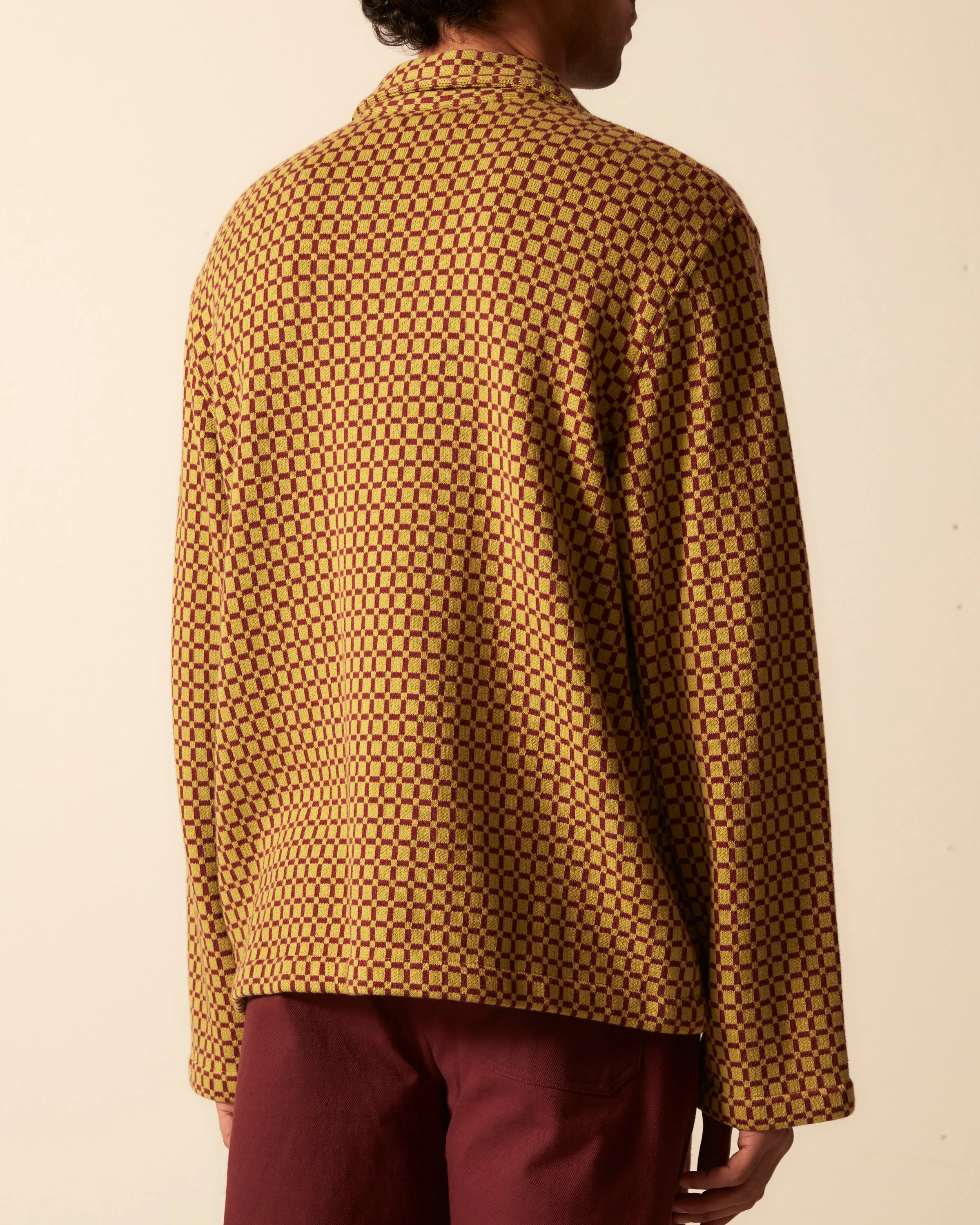 Checker Jacquard Louie Shirt - Green and Maroon sold by BODE product image thumbnail 4