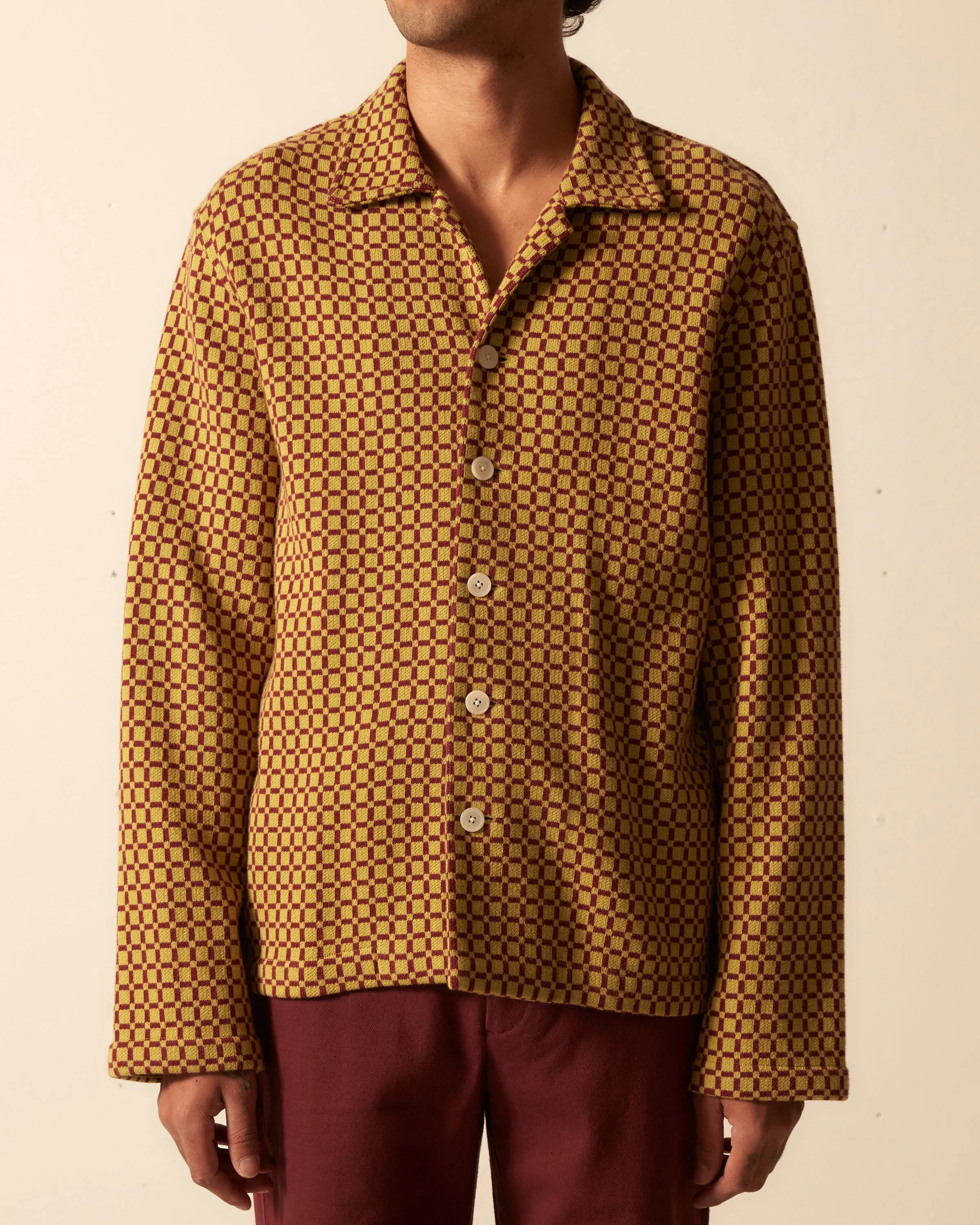 Checker Jacquard Louie Shirt - Green and Maroon sold by BODE product image thumbnail 2