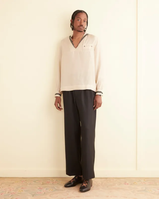 Cricket Shirt - Ecru/Navy sold by BODE