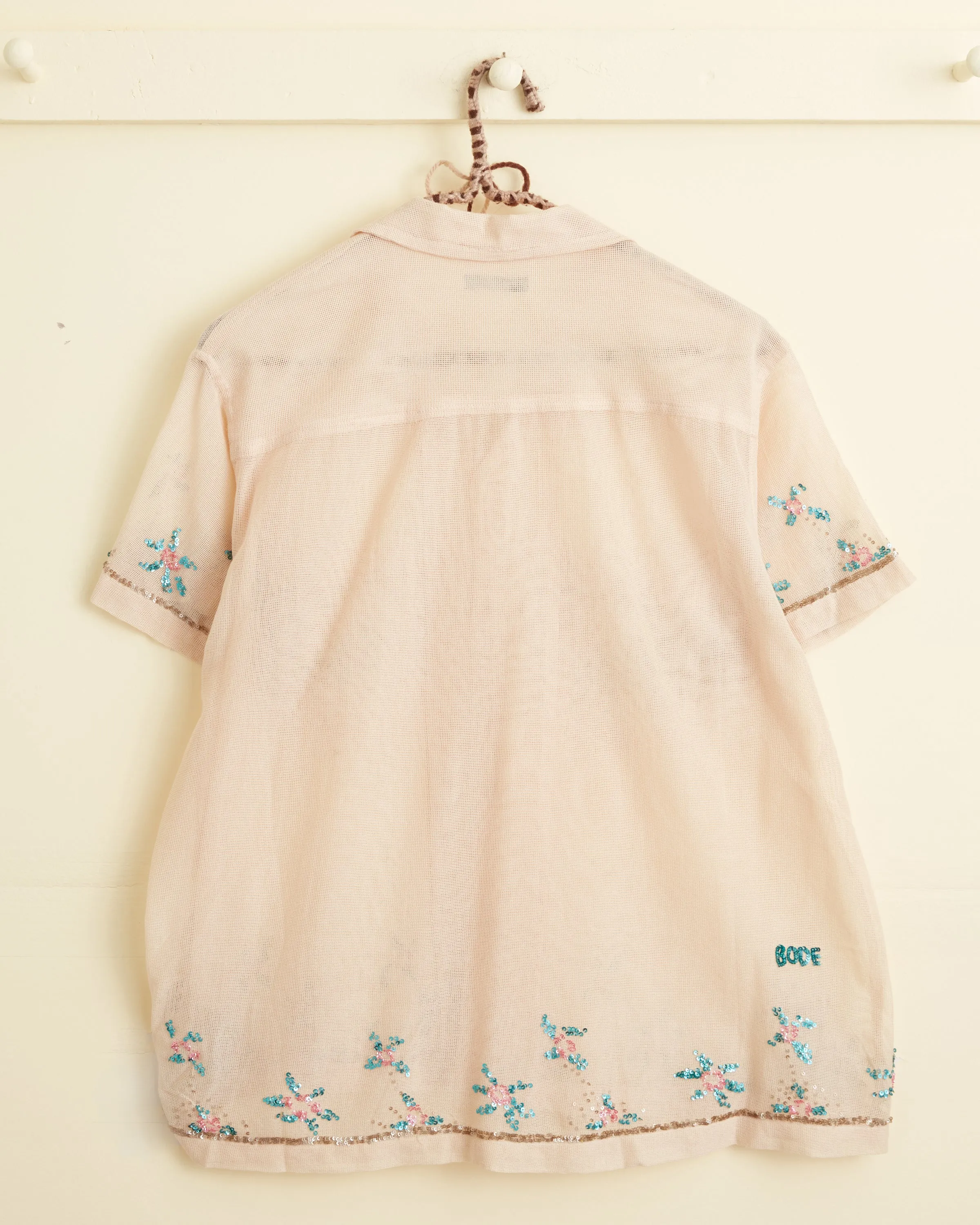 Sequined Floral Net Short Sleeve Shirt sold by BODE product image thumbnail 3