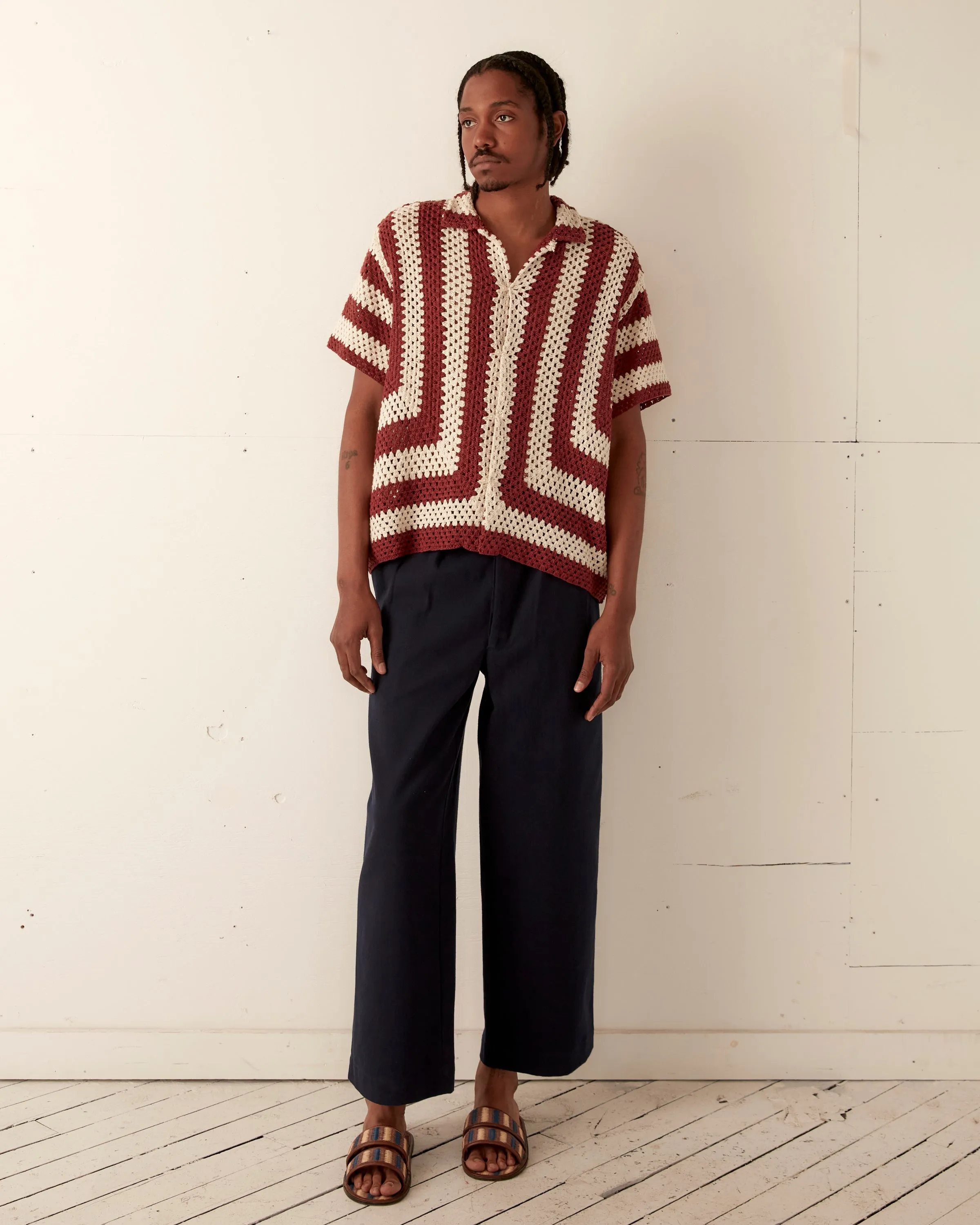 Flagship Crochet Shirt - Paprika sold by BODE