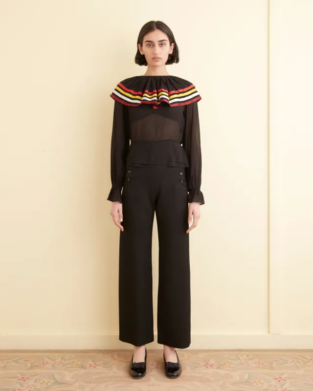Talo Ruffle Top - Black/Multi sold by BODE