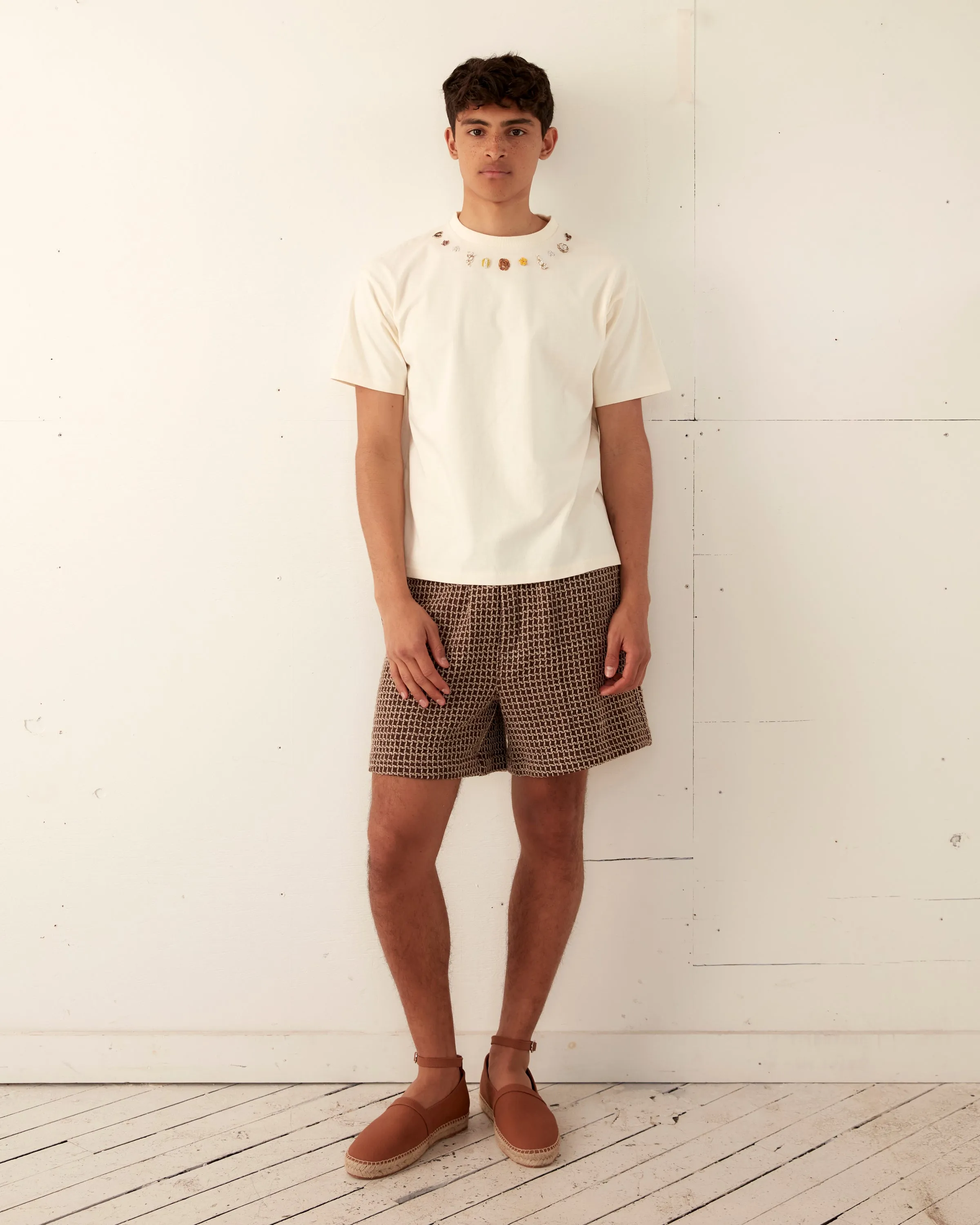 Beaded Necklace Tee - White sold by BODE