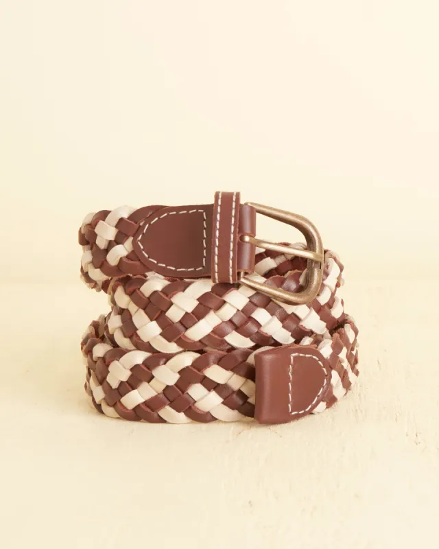 Woven Belt - Brown/White made by BODE