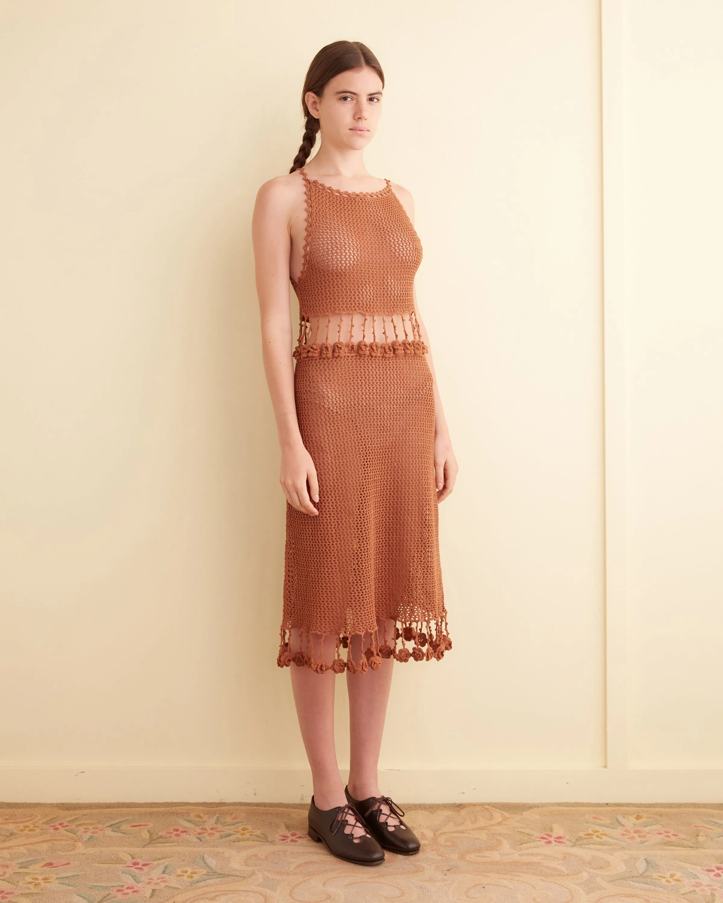 Posy Crochet Dress - Brown sold by BODE