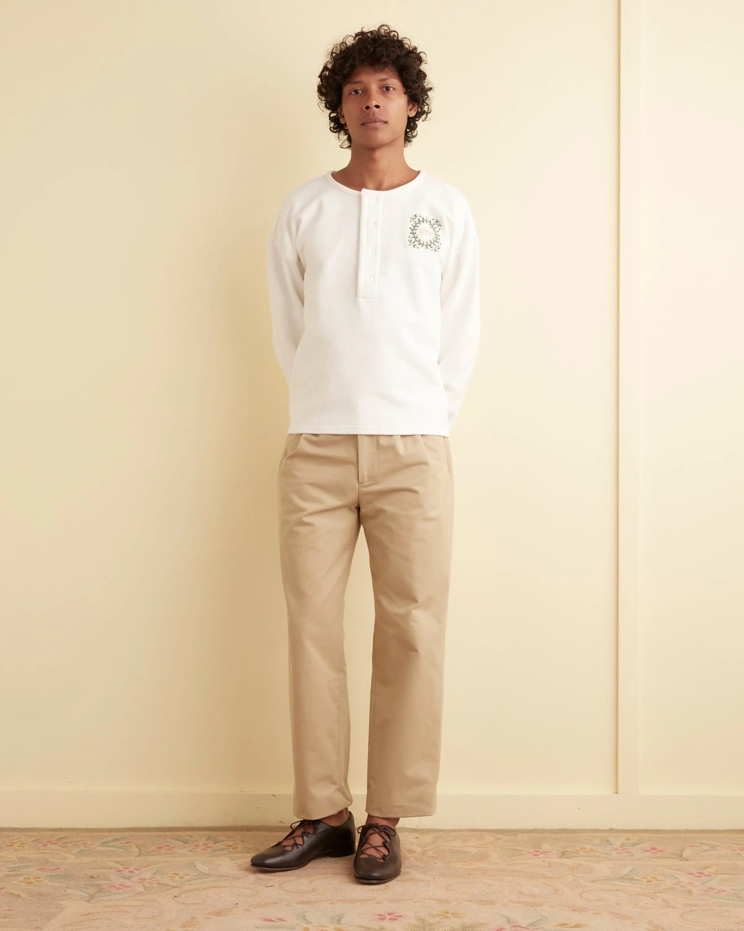 Daisy Never Tell Henley Sweatshirt sold by BODE