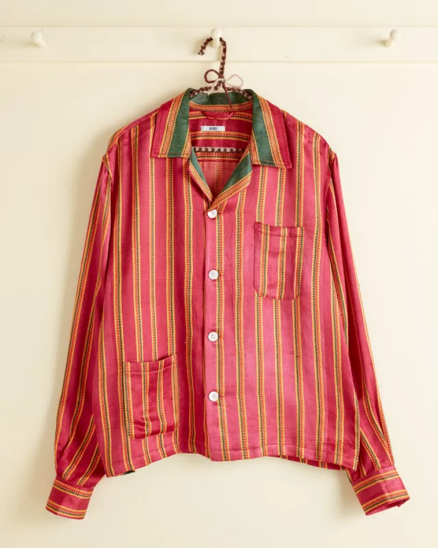Red Mashru Stripe Shirt - S/M sold by BODE