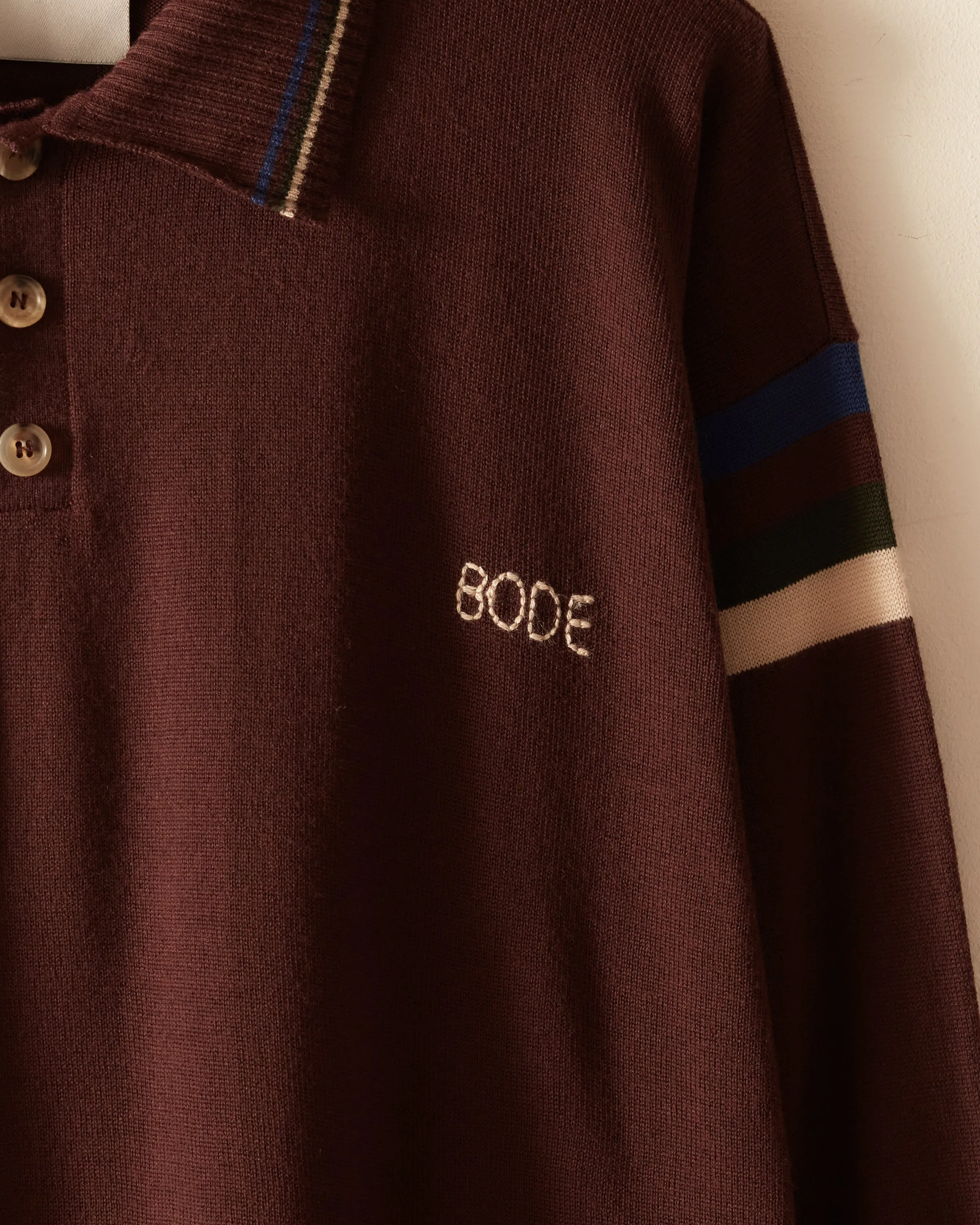 Four Stripe Cycling Polo - Brown sold by BODE product image thumbnail 2