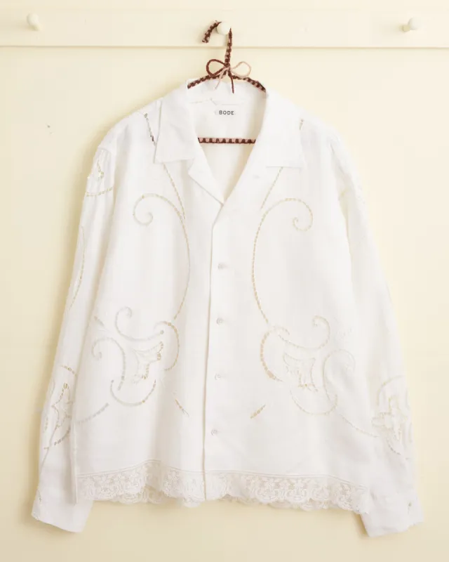 Lily Scroll Cutwork Long Sleeve Shirt - L sold by BODE