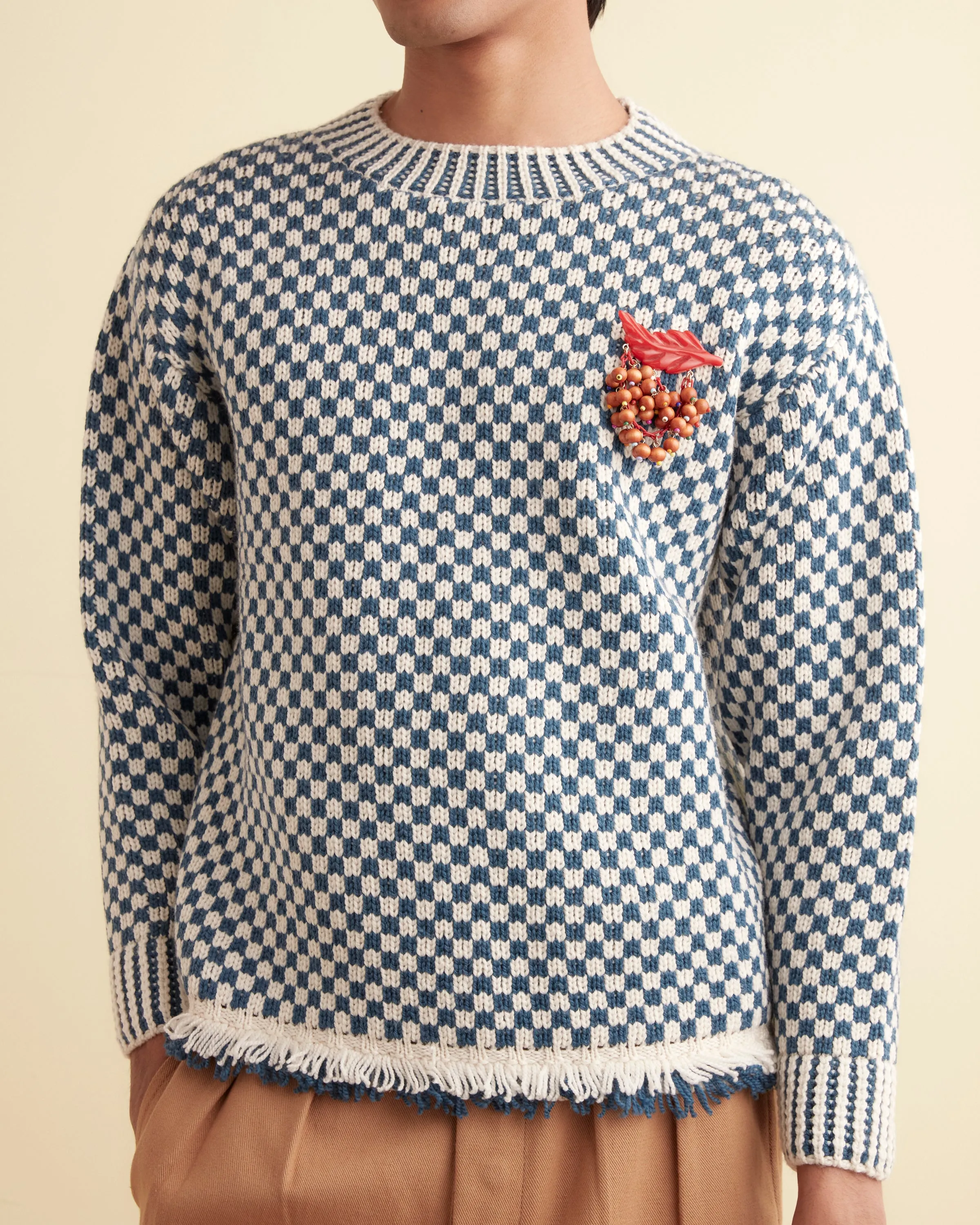 Fringe Check Pullover - Blue sold by BODE product image thumbnail 2