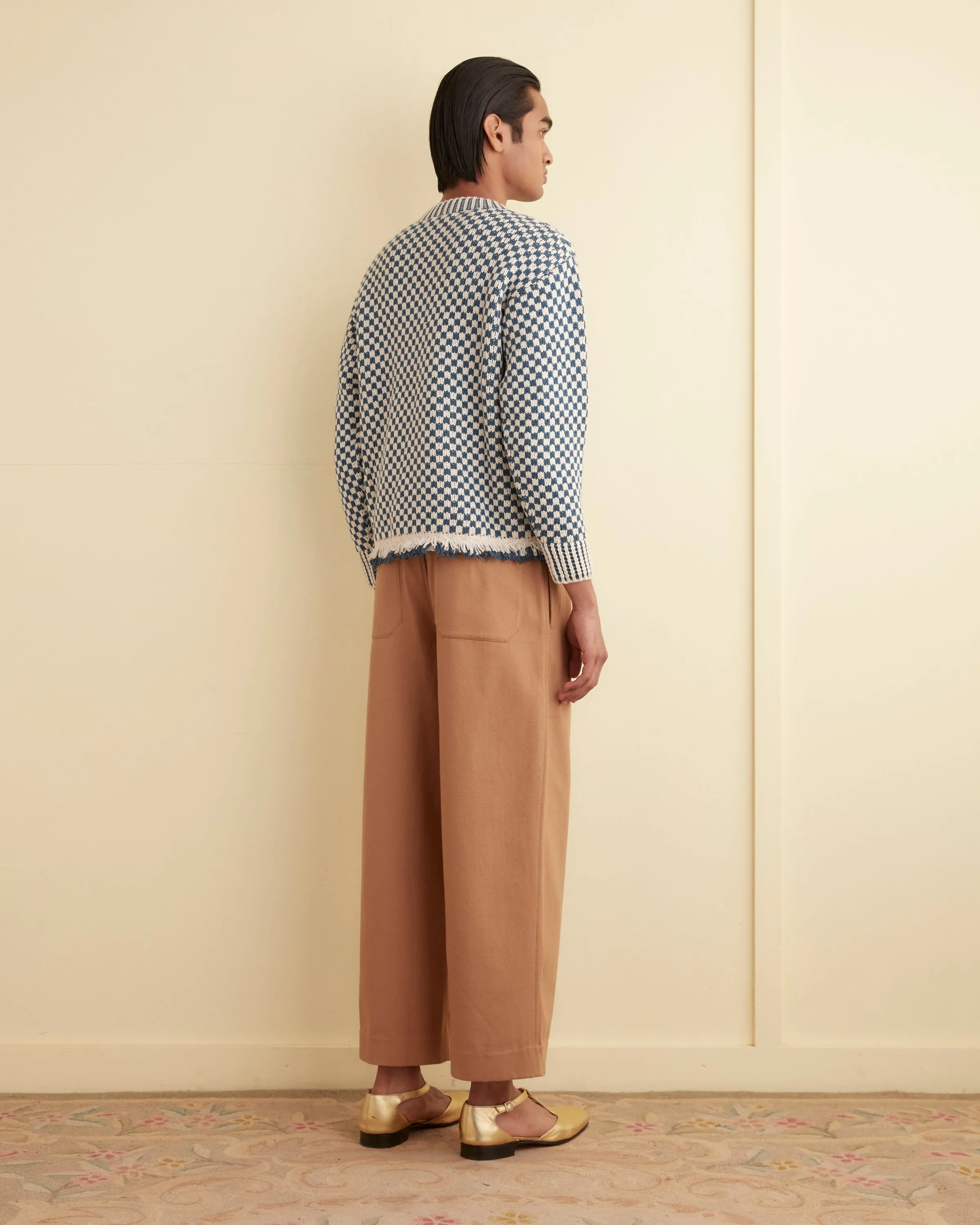 Fringe Check Pullover - Blue sold by BODE product image thumbnail 3