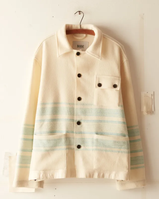 Cream Candy Stripe Blanket Jacket - M/L sold by BODE