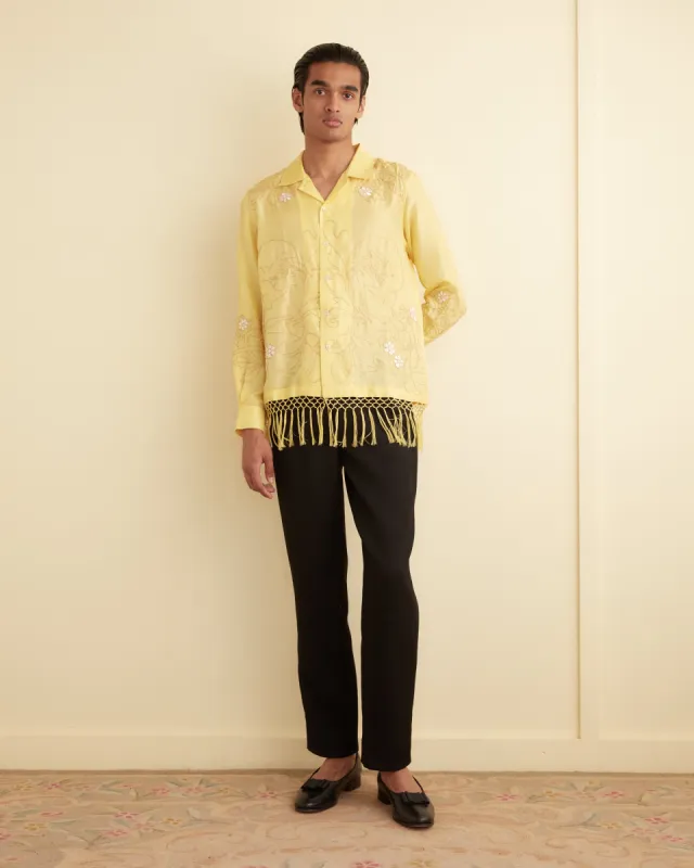 Paquerette Fringe Long Sleeve Shirt sold by BODE