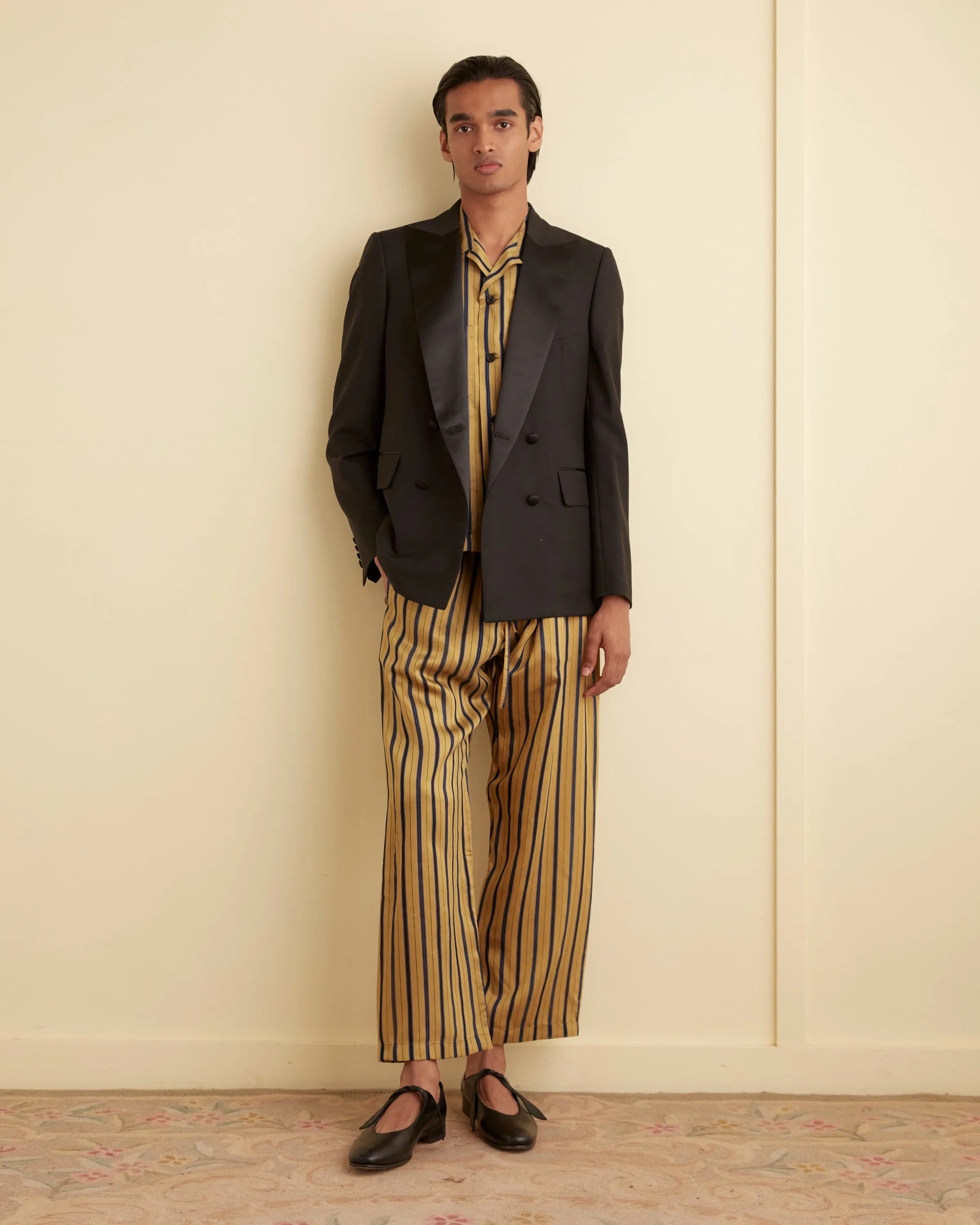 Alumni Stripe Pajama Pants - Yellow sold by BODE