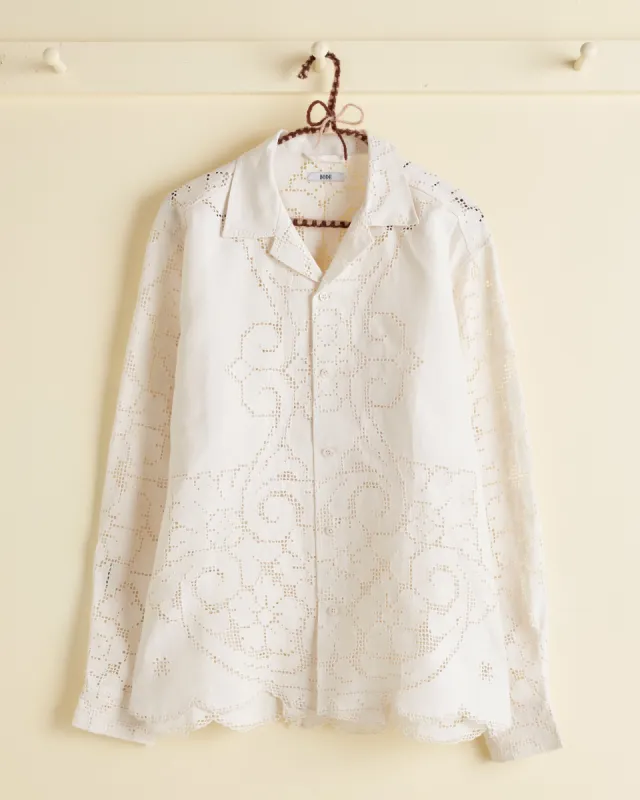 White Anemone Long Sleeve Shirt - M/L sold by BODE