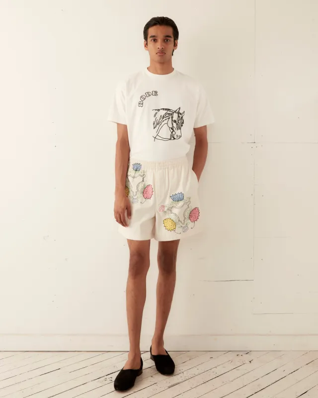 Patchwork Lotus Shorts sold by BODE