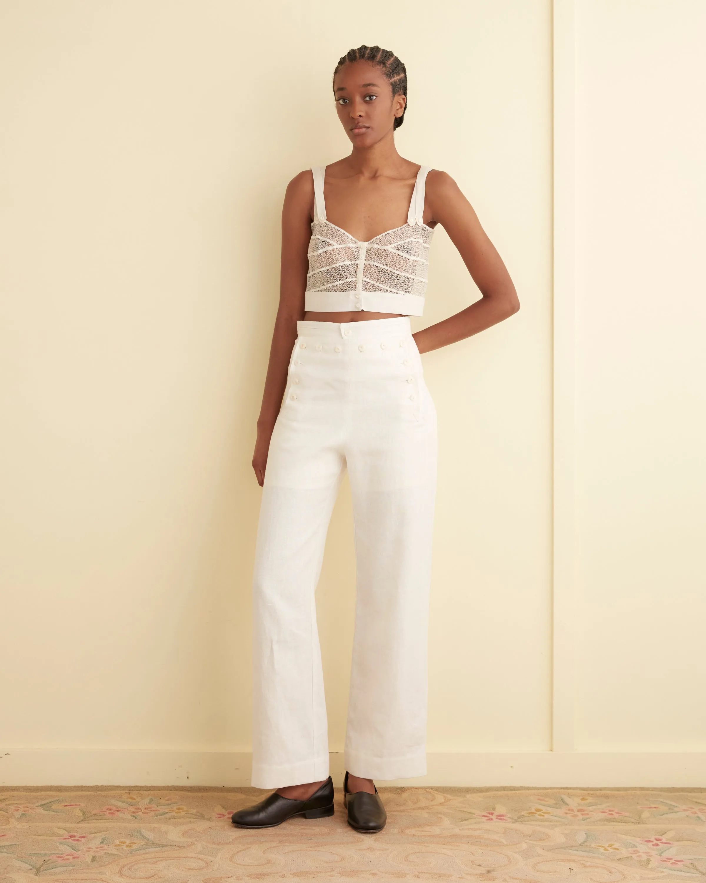 Duet Lace Tank - White sold by BODE