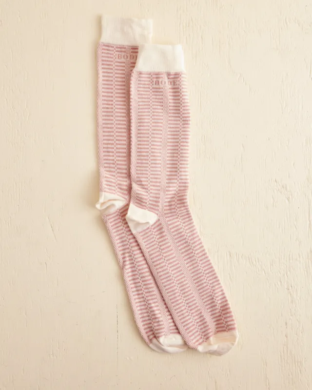Micro Check Socks - Pink/Cream sold by BODE