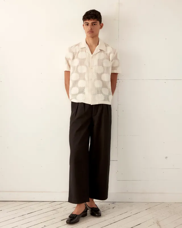 Sunflower Lace Short Sleeve Shirt - Ecru sold by BODE