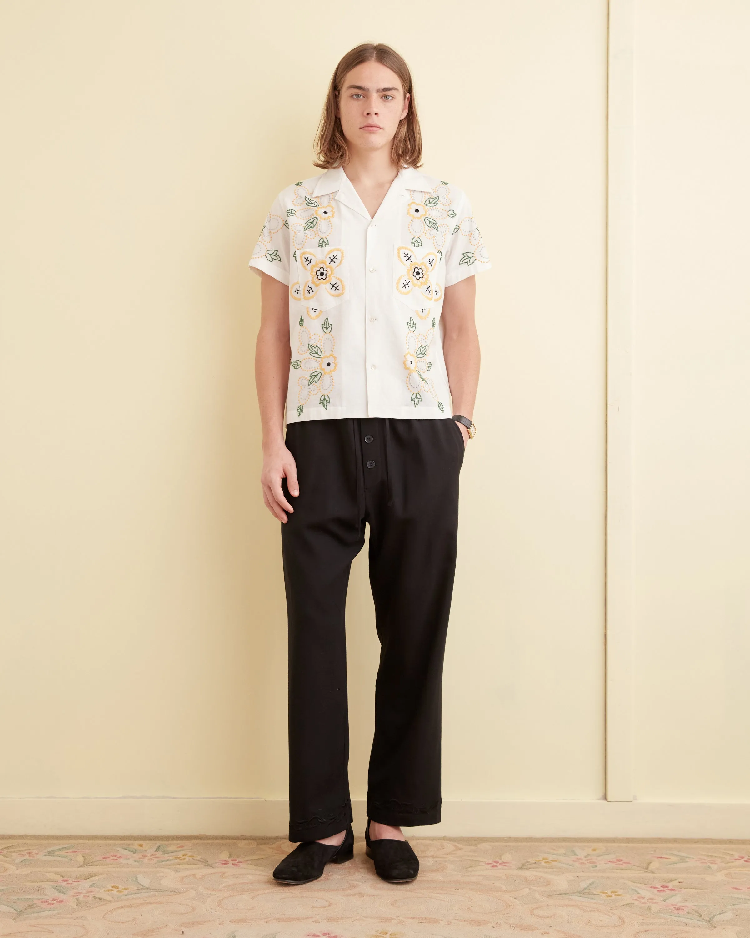 Embroidered Buttercup Short Sleeve Shirt sold by BODE
