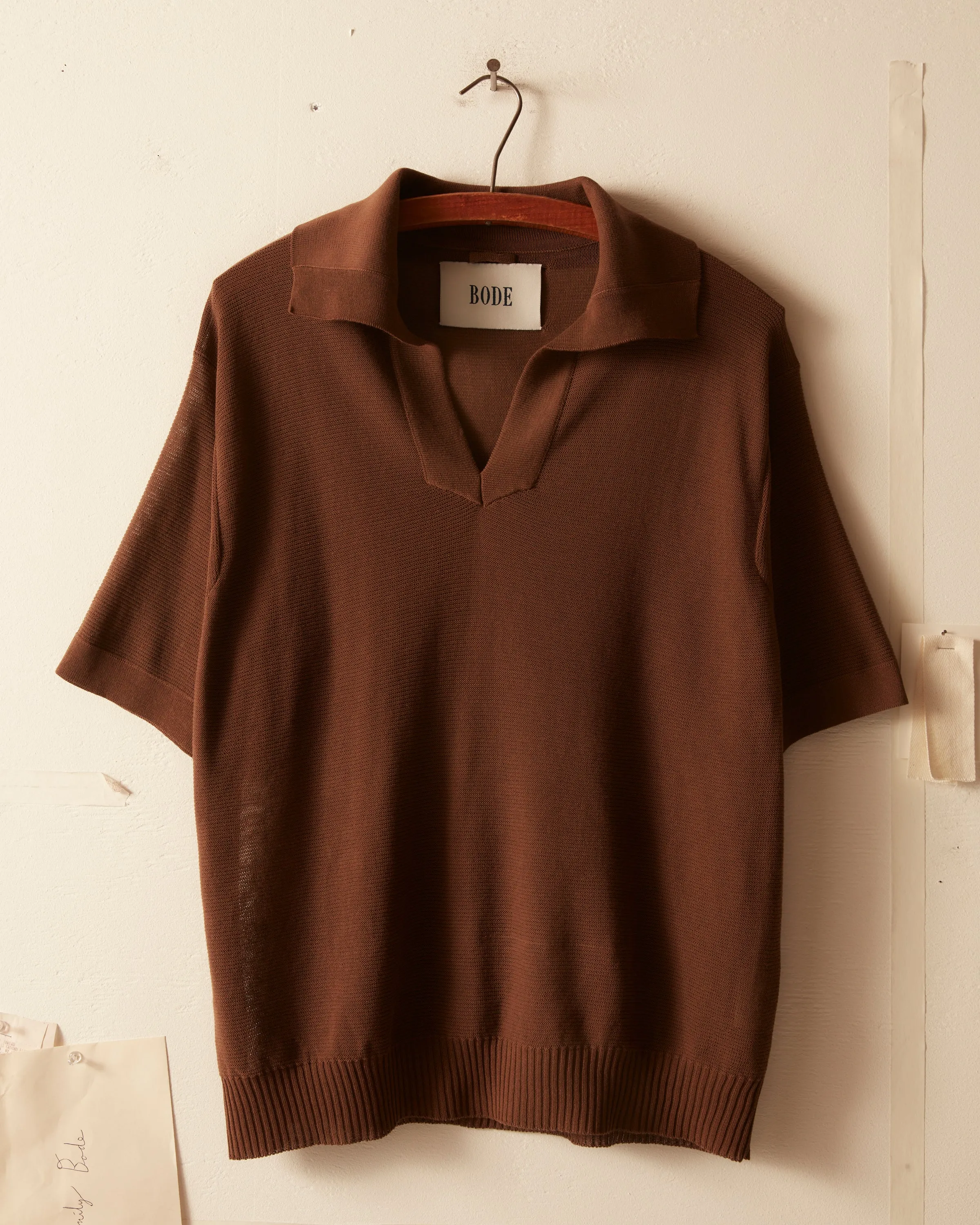 Edge Stripe Polo - Brown sold by BODE