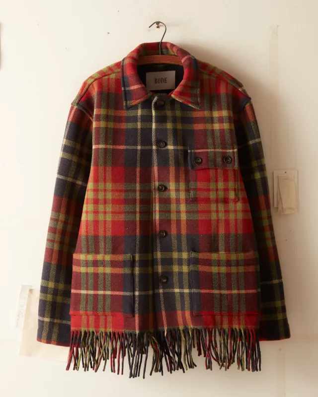 Lime Plaid Fringe Jacket - M/L sold by BODE