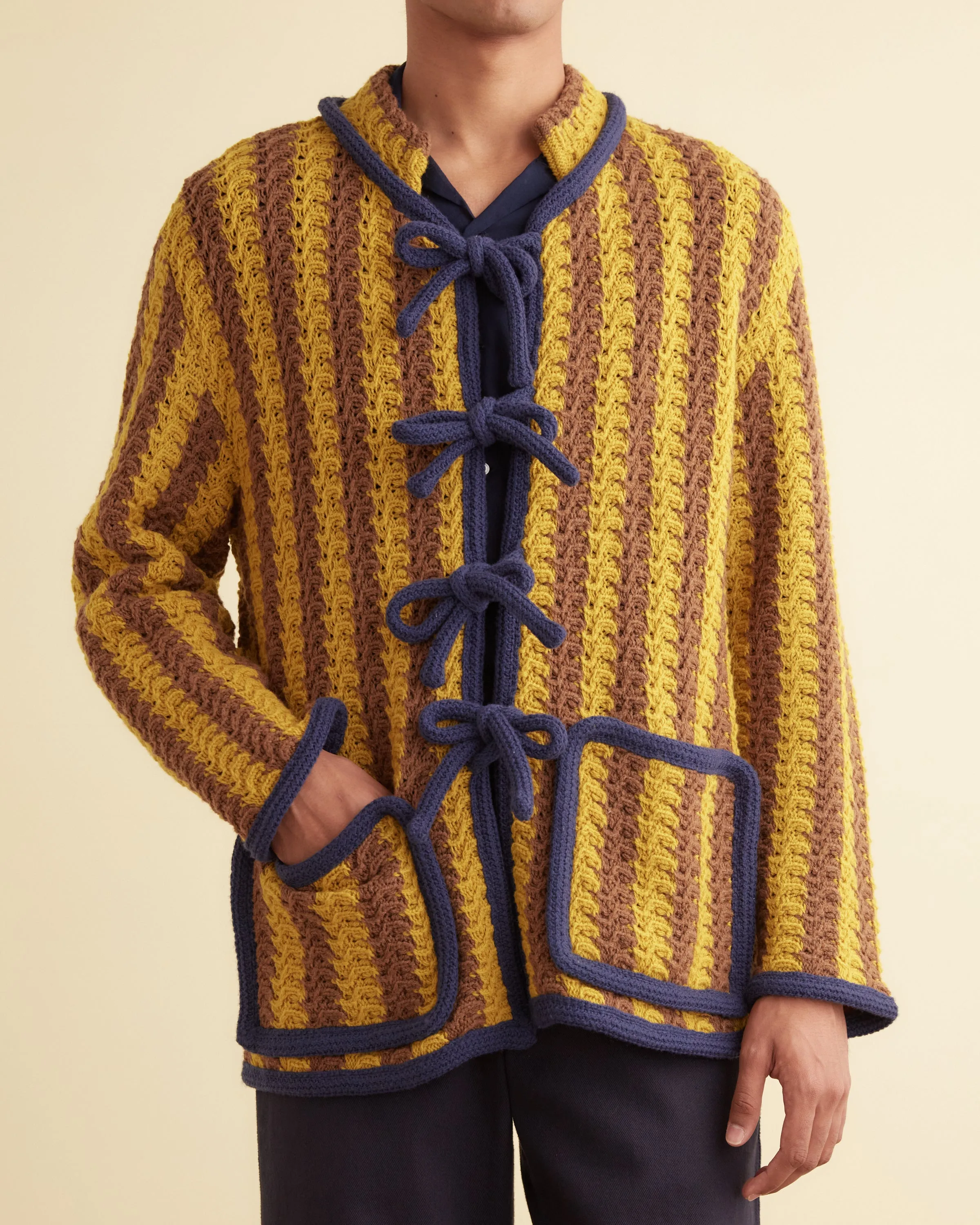 Bold Stripe Cardigan - Brown/Gold sold by BODE product image thumbnail 2