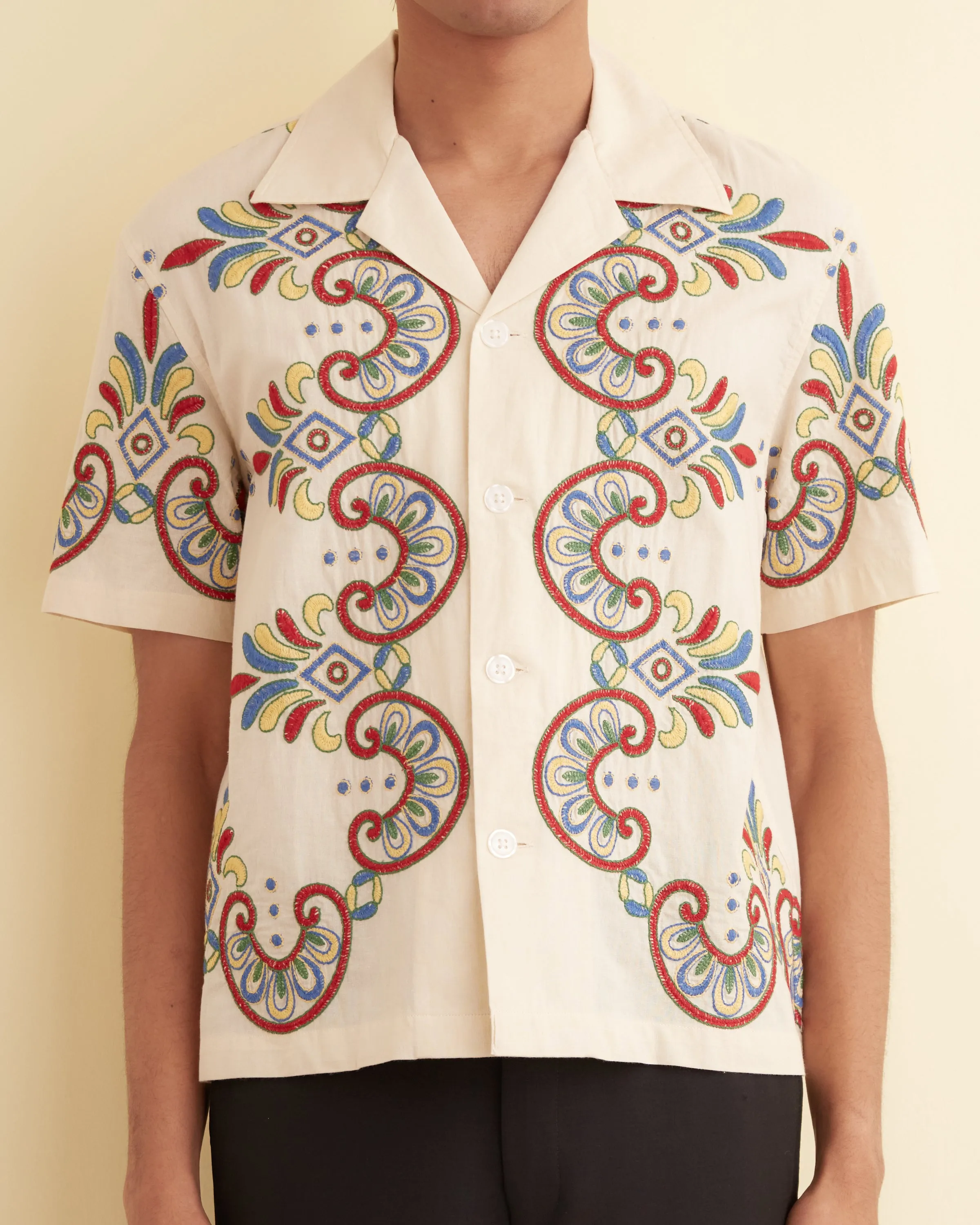 Embroidered Carnival Short Sleeve Shirt sold by BODE product image thumbnail 2