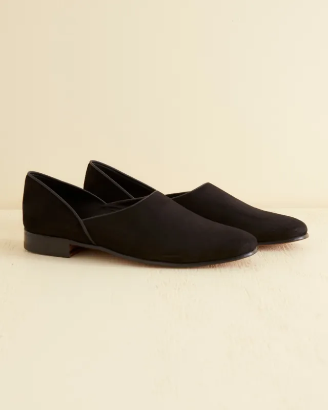 Suede House Shoes - Black made by BODE