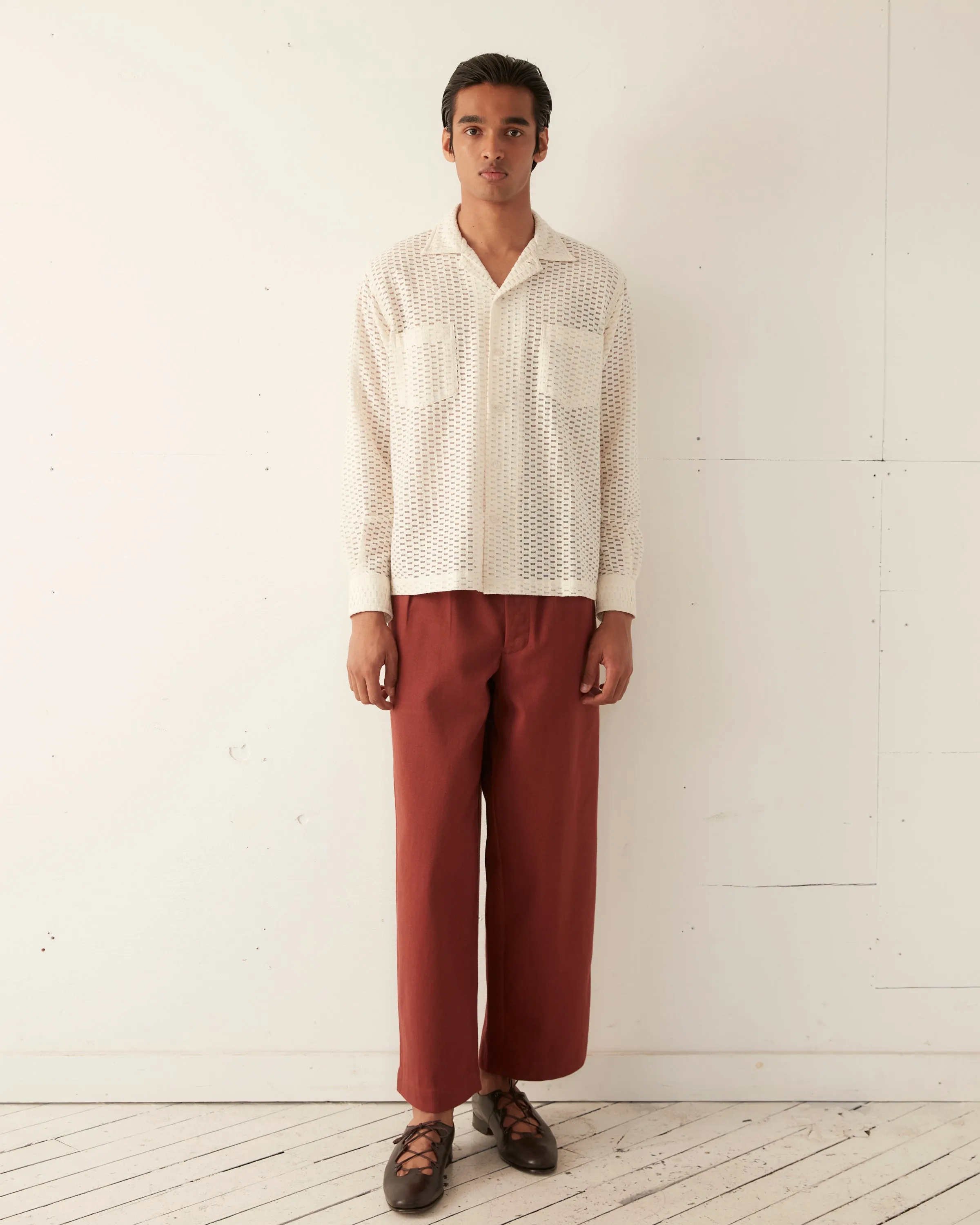 Sheer Brick Lace Long Sleeve Shirt sold by BODE