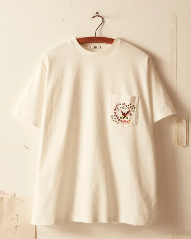 Leafwing Pocket Tee - White sold by BODE