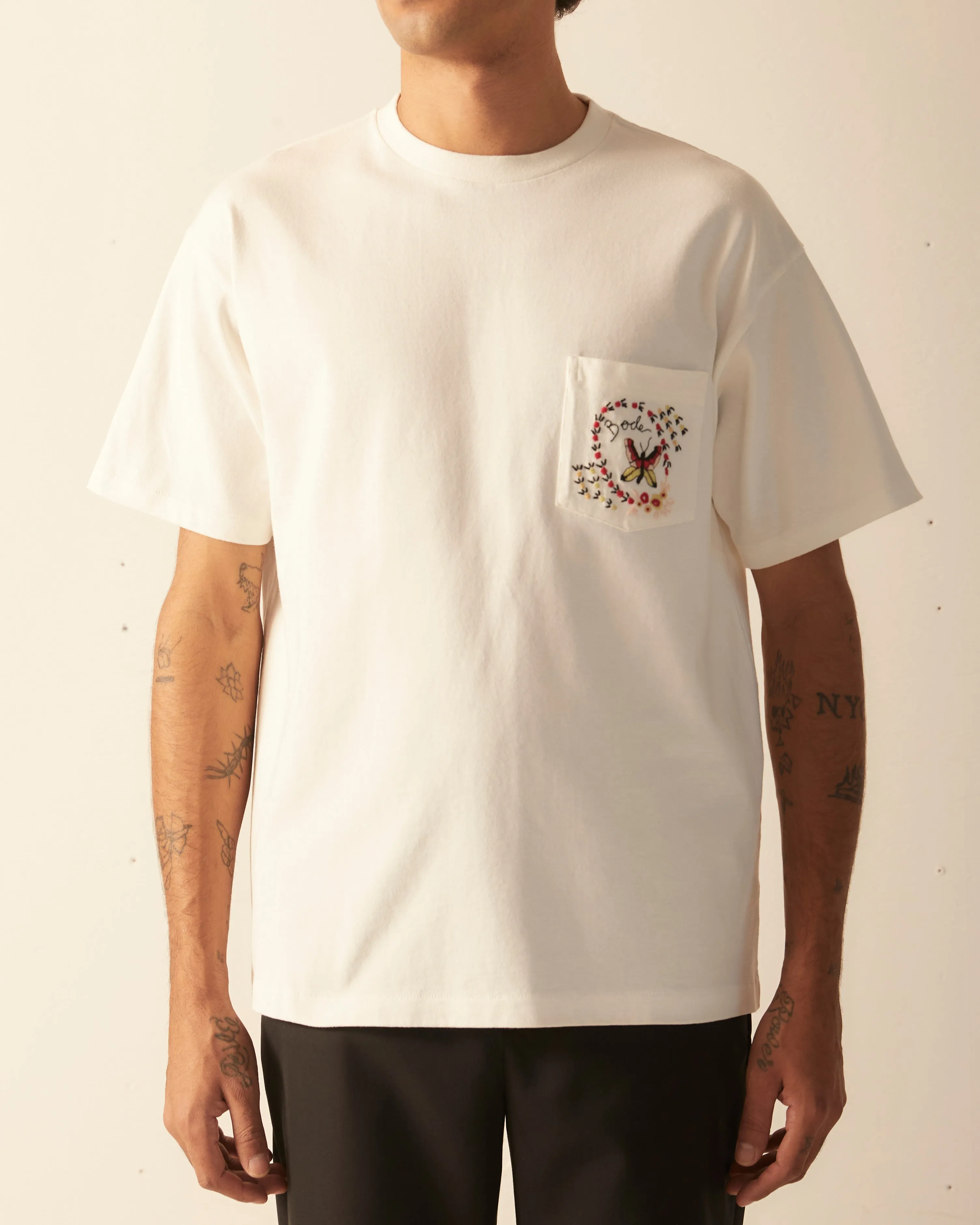 Leafwing Pocket Tee - White sold by BODE product image thumbnail 2