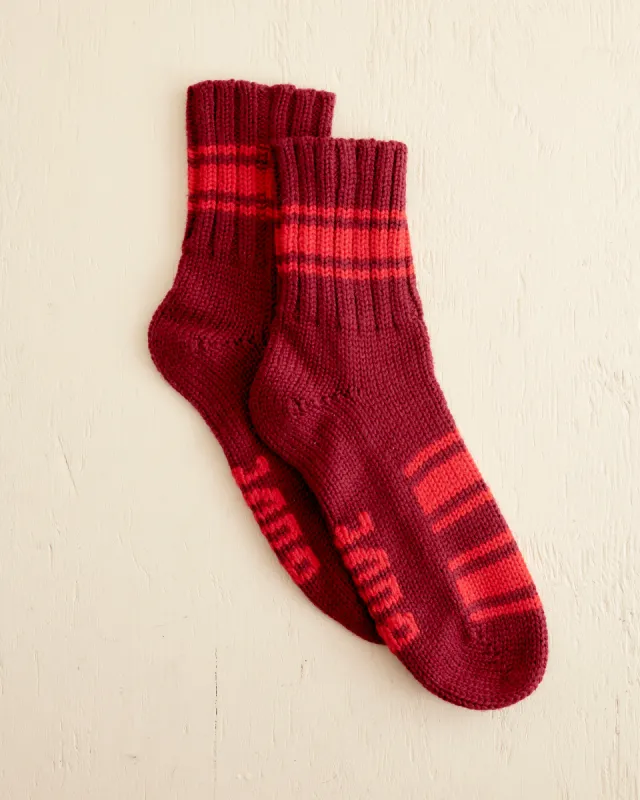 Herrington Stripe Socks - Burgundy sold by BODE