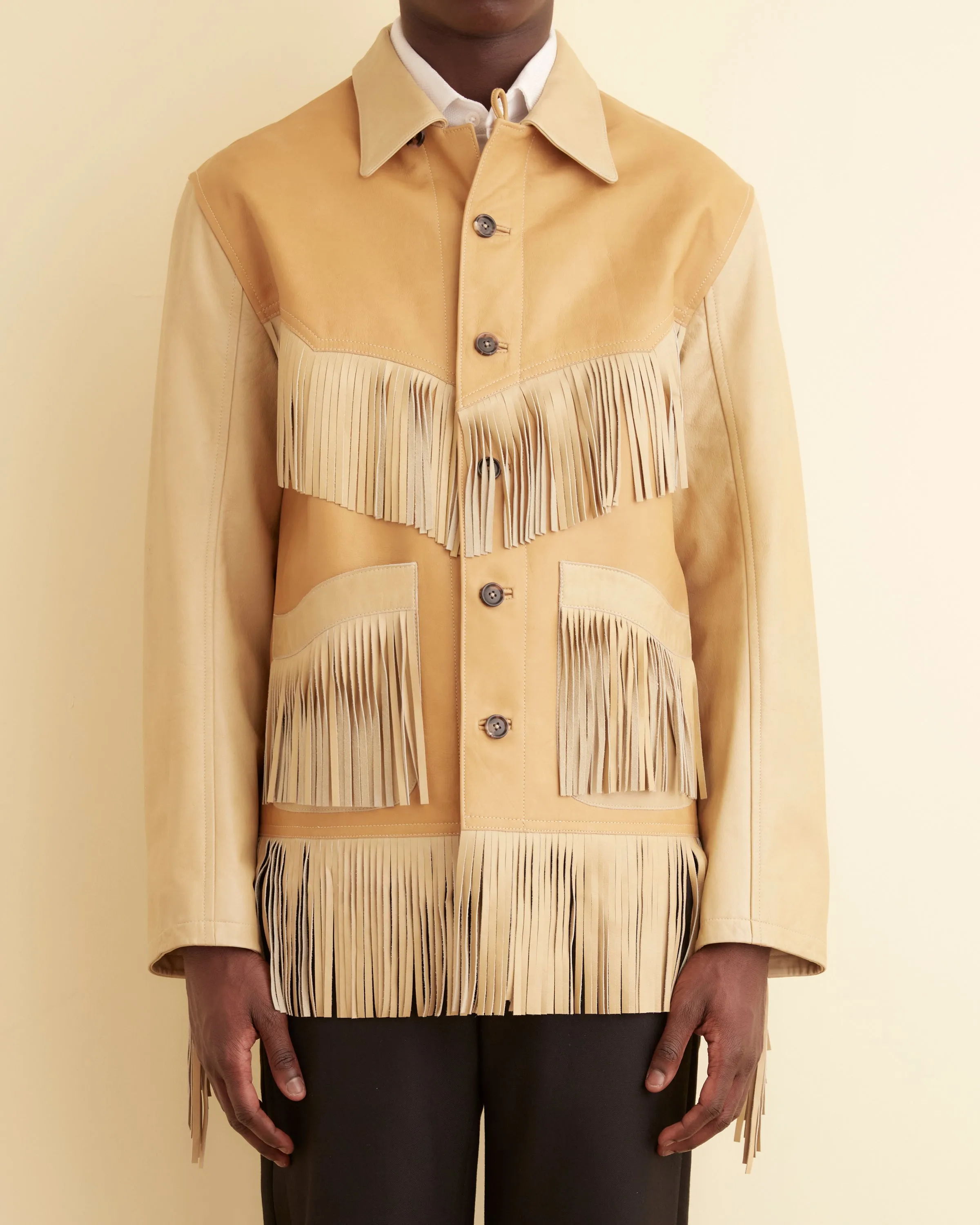 Duo Leather Fringe Jacket sold by BODE product image thumbnail 4