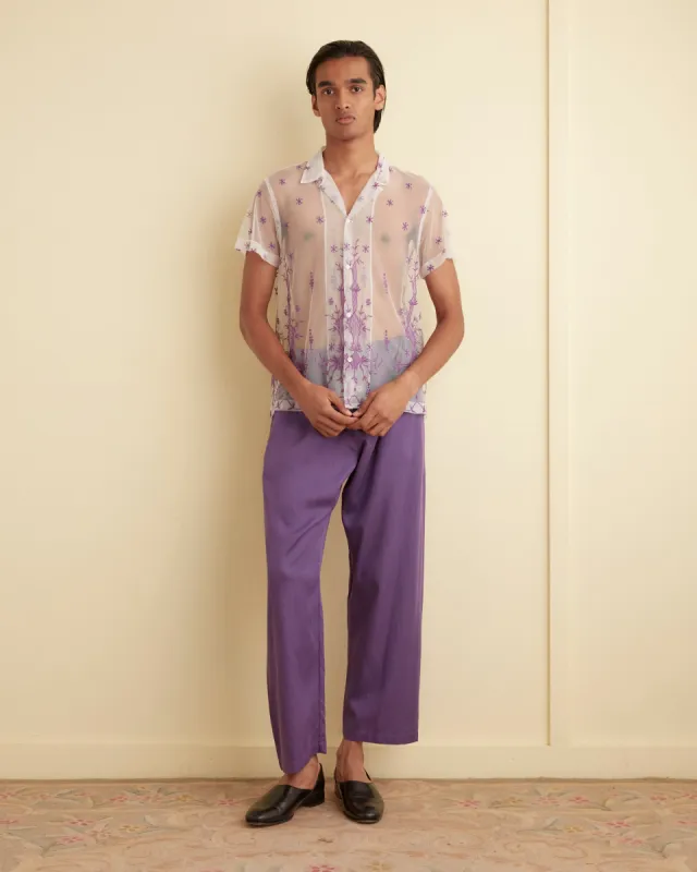 Sheer Lavandula Short Sleeve Shirt sold by BODE