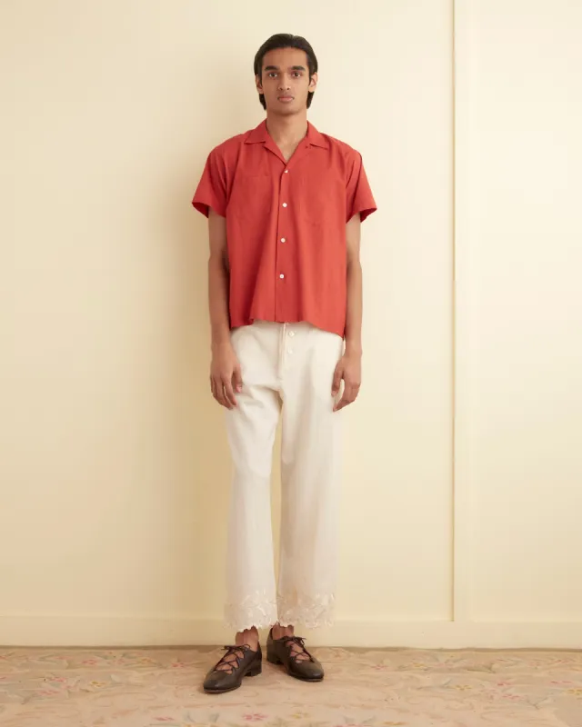 Voile Double Pocket Short Sleeve Shirt - Merlot sold by BODE