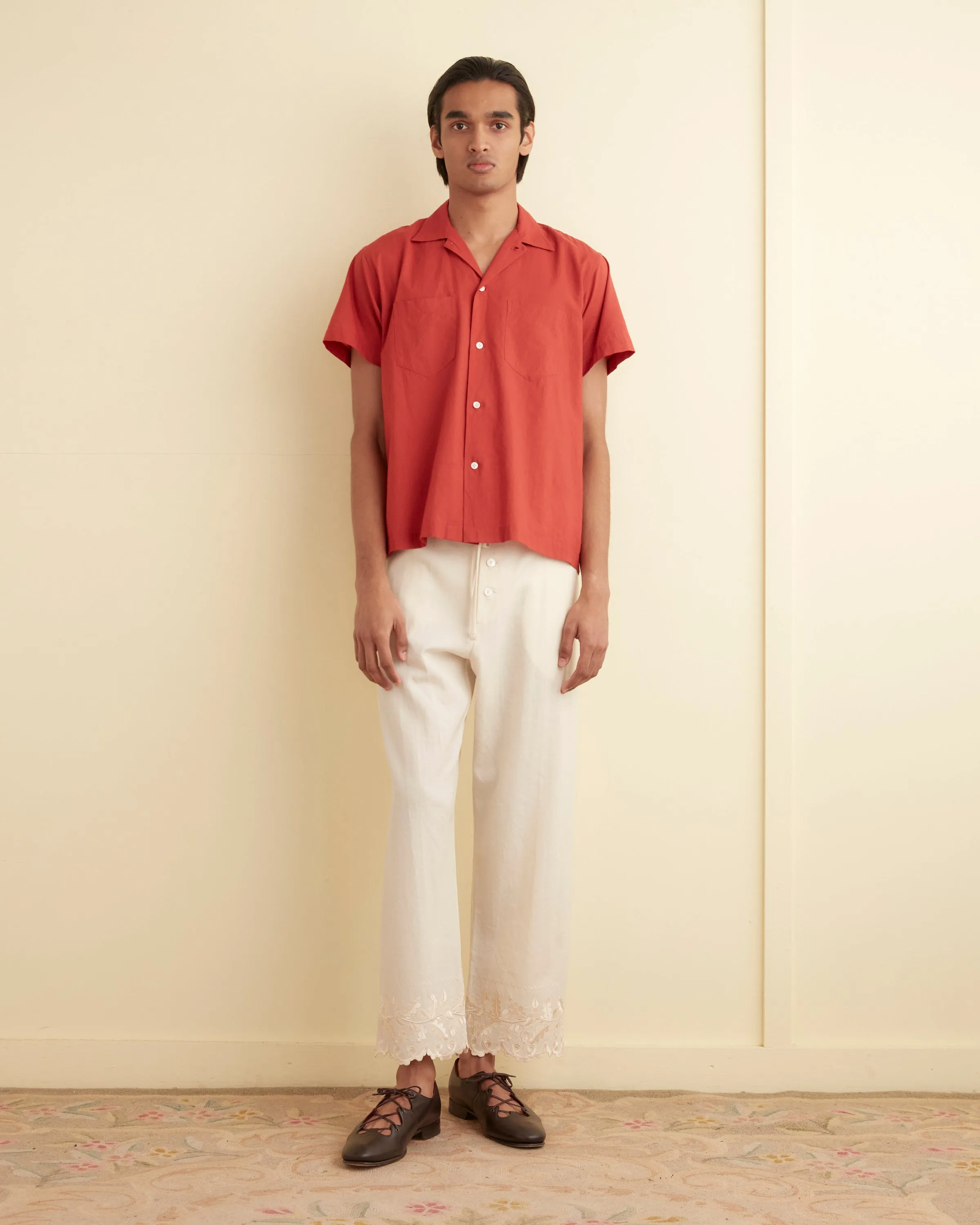 Voile Double Pocket Short Sleeve Shirt - Merlot sold by BODE