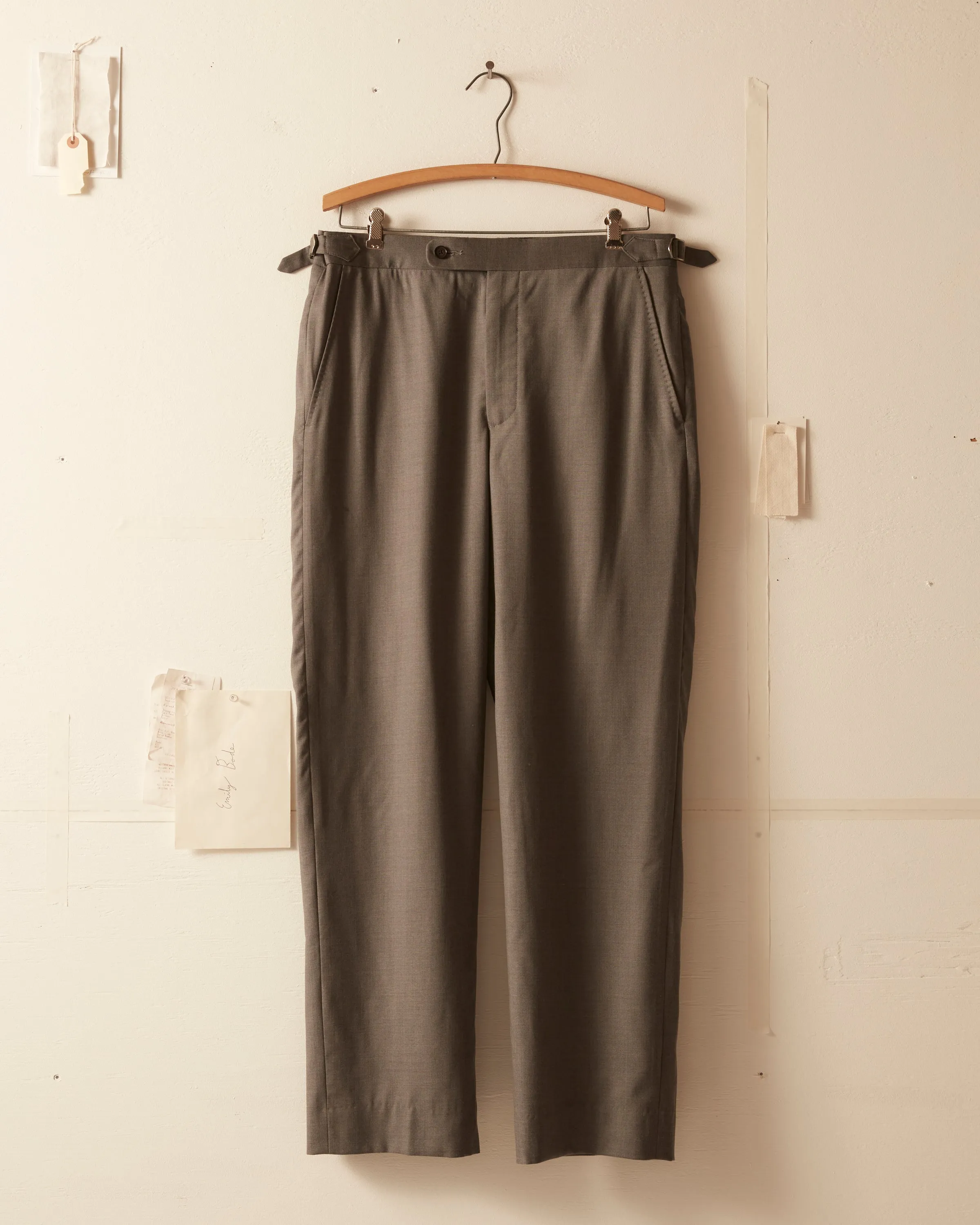 Tropical Wool Side-Buckle Trousers - Grey sold by BODE