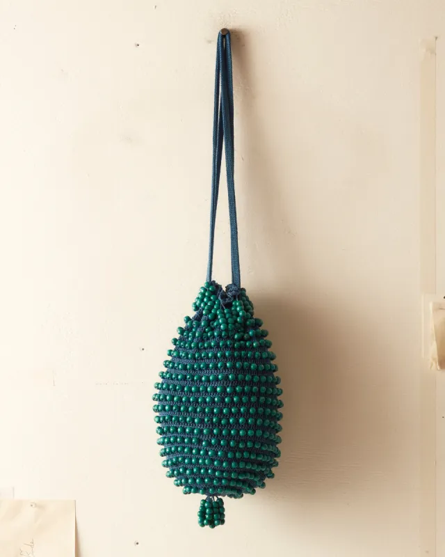 Large Beaded Crochet Bag - Blue sold by BODE