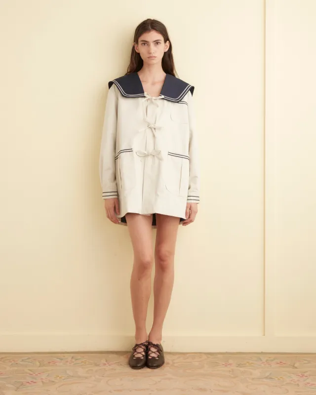 Sailor Coat - Cream/Navy sold by BODE