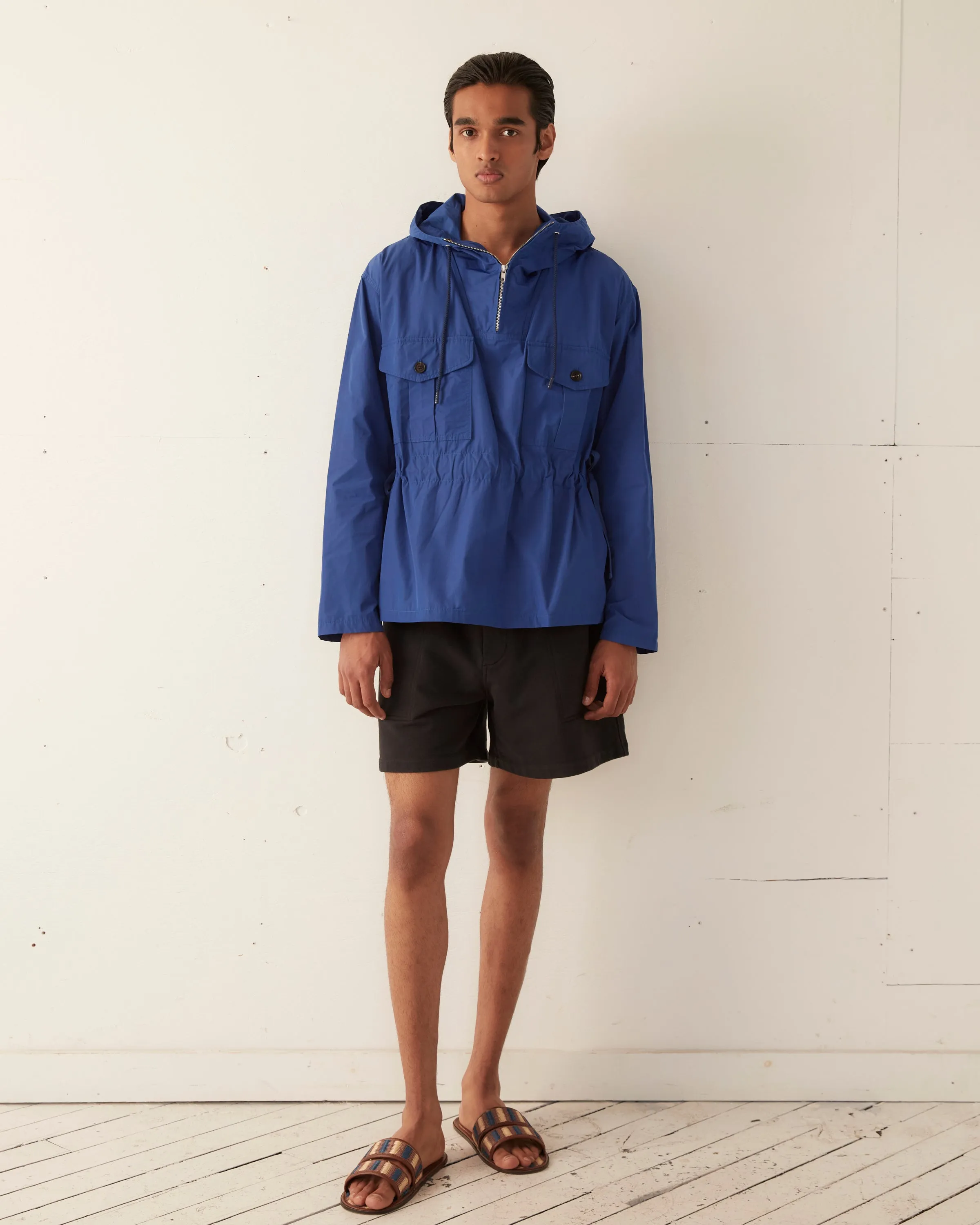 Nylon Tie Anorak - Blue sold by BODE