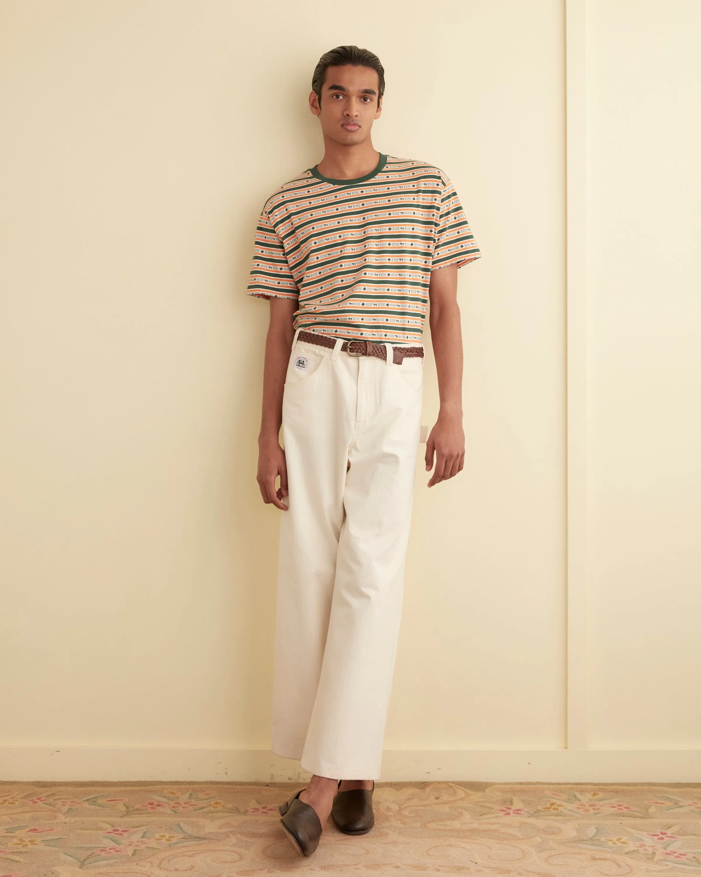 Herringbone Knolly Brook Trousers - White sold by BODE